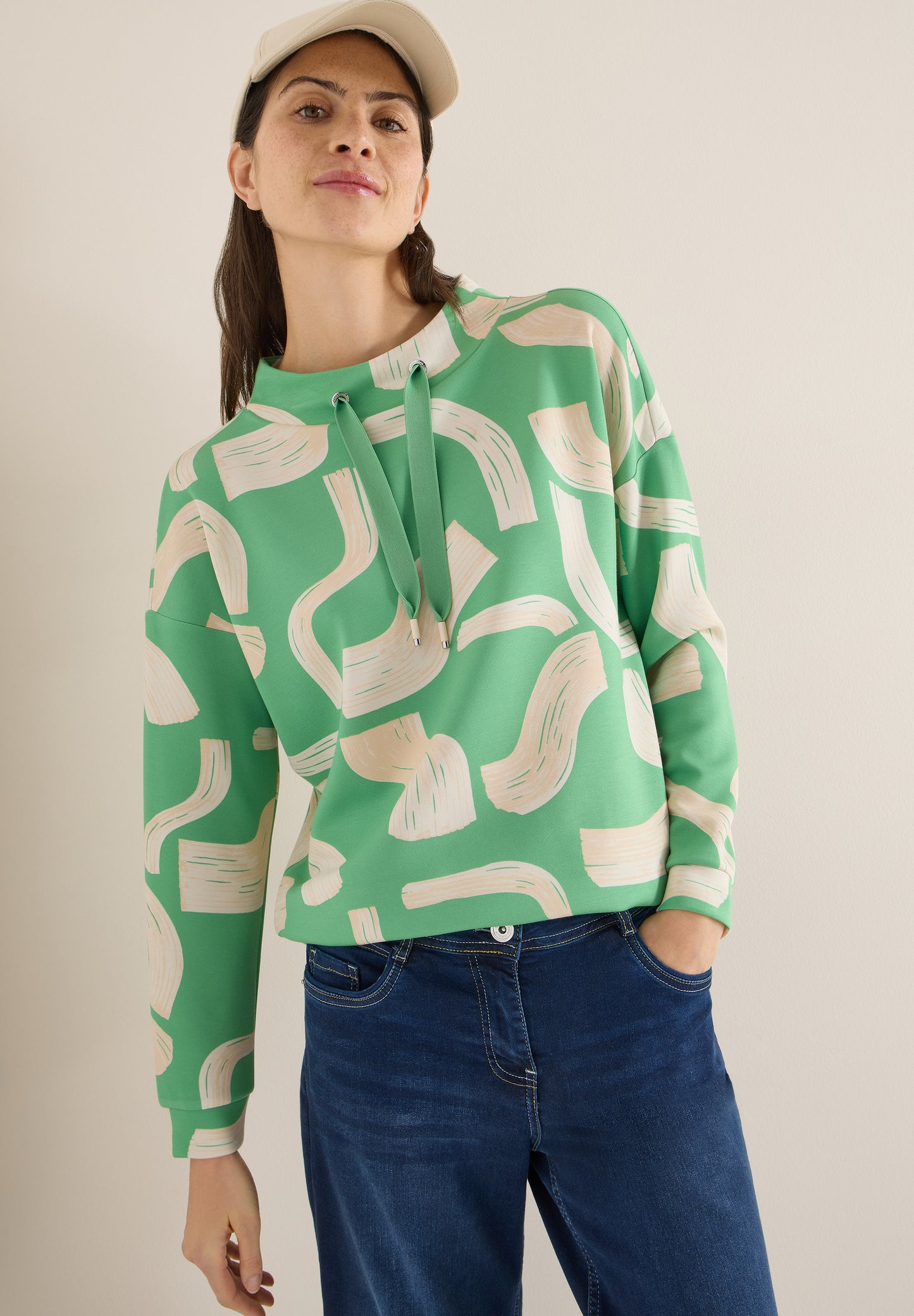 CECIL - Gemustertes Shirt - Farbe: dark bamboo green