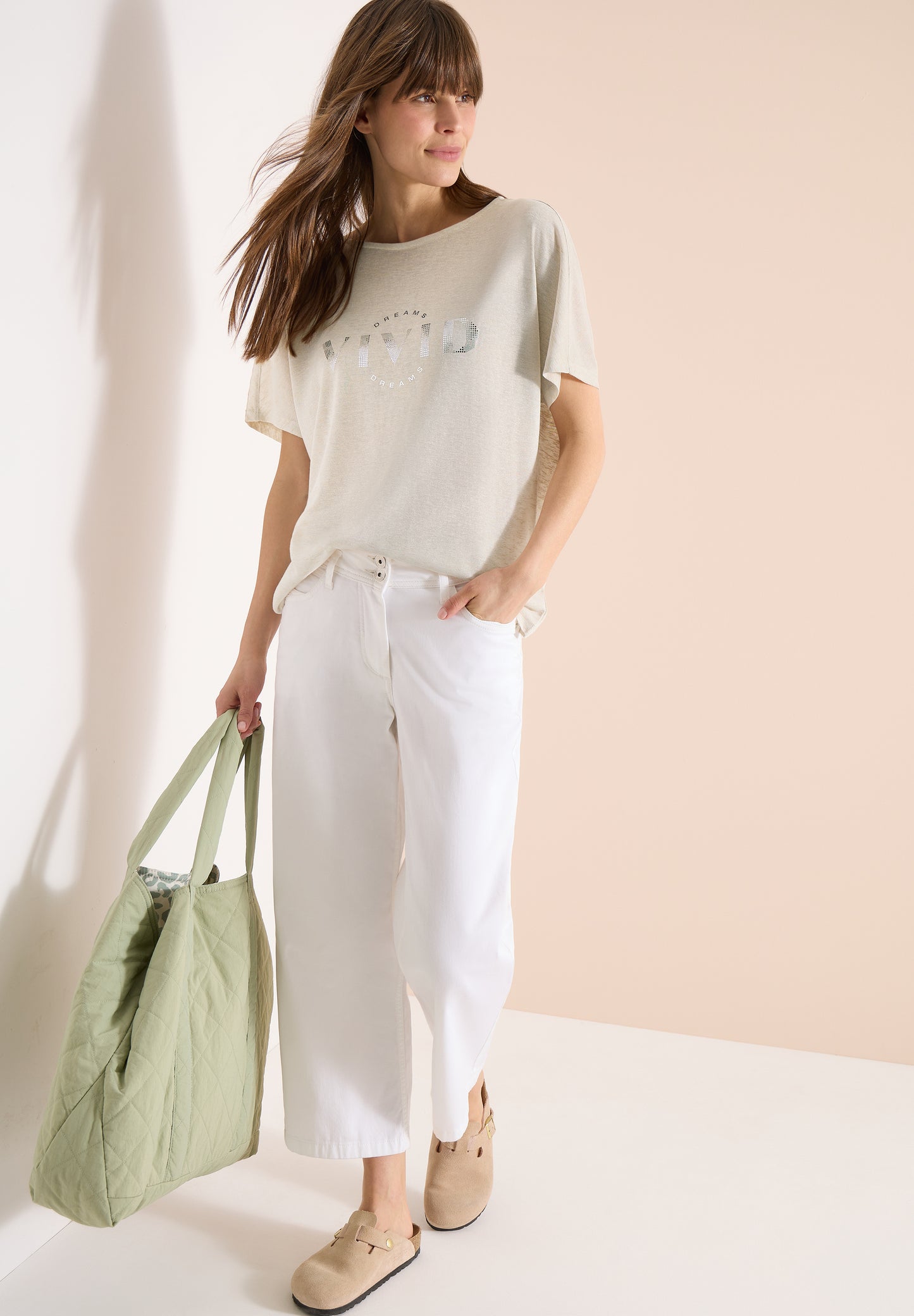 CECIL - Dropped Shoulder Shirt in Leinen-Optik - Farbe: Beige