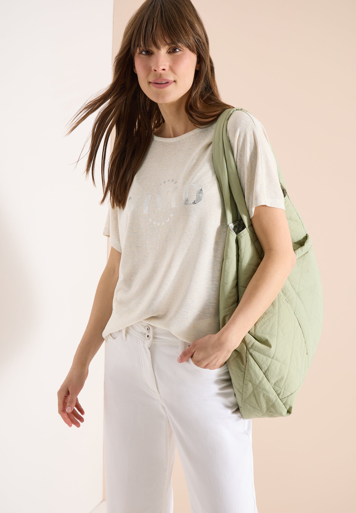 CECIL - Dropped Shoulder Shirt in Leinen-Optik - Farbe: Beige