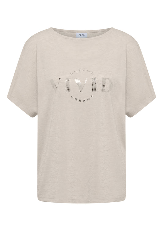 CECIL - Dropped Shoulder Shirt in Leinen-Optik - Farbe: Beige