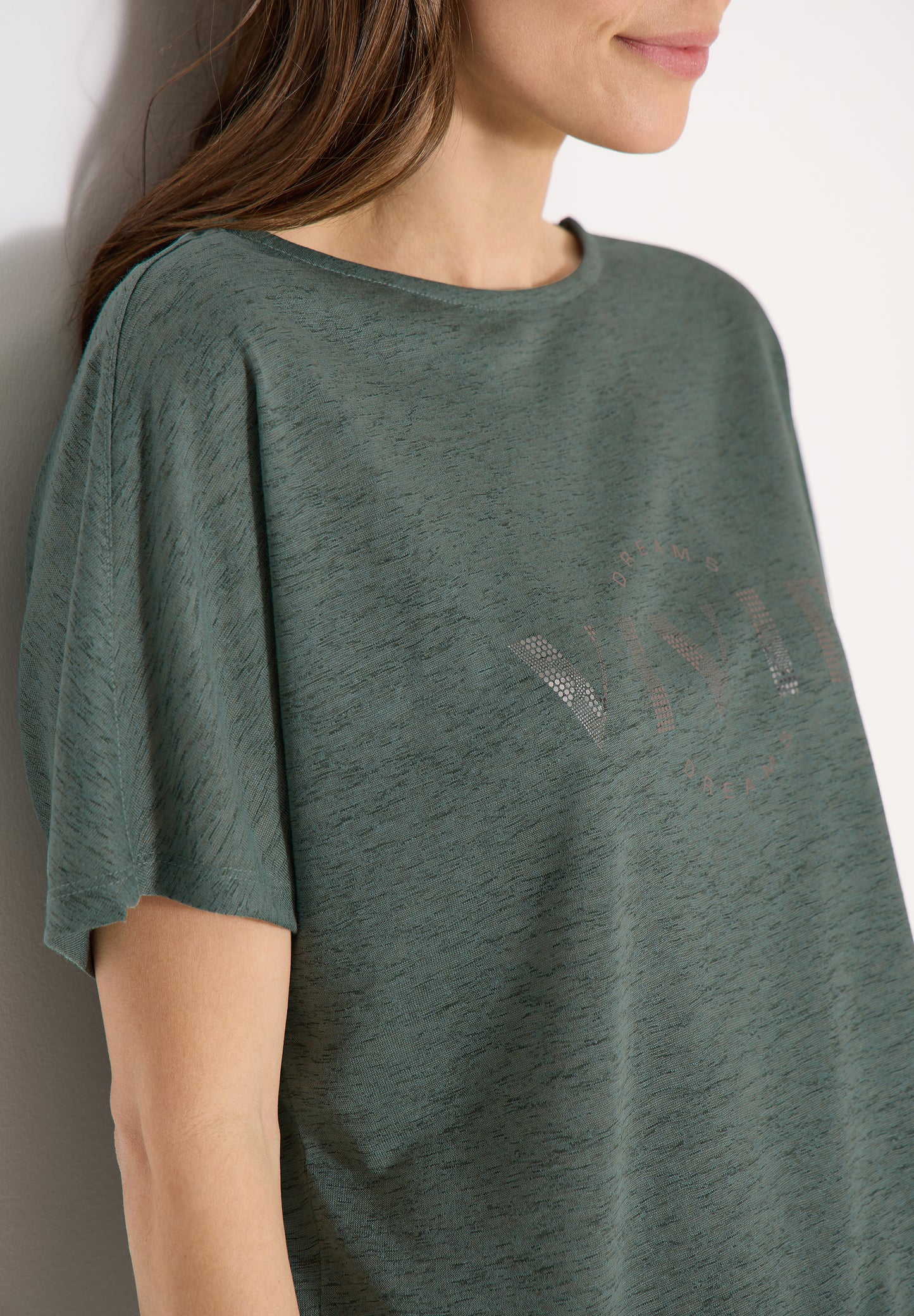 CECIL - Dropped Shoulder Shirt in Leinen-Optik - Farbe: Grün