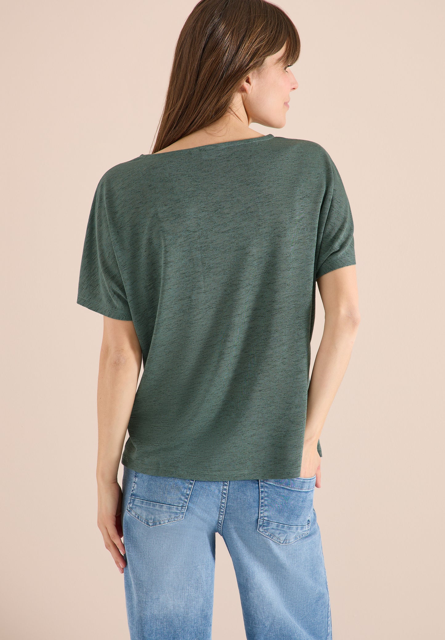 CECIL - Dropped Shoulder Shirt in Leinen-Optik - Farbe: Grün