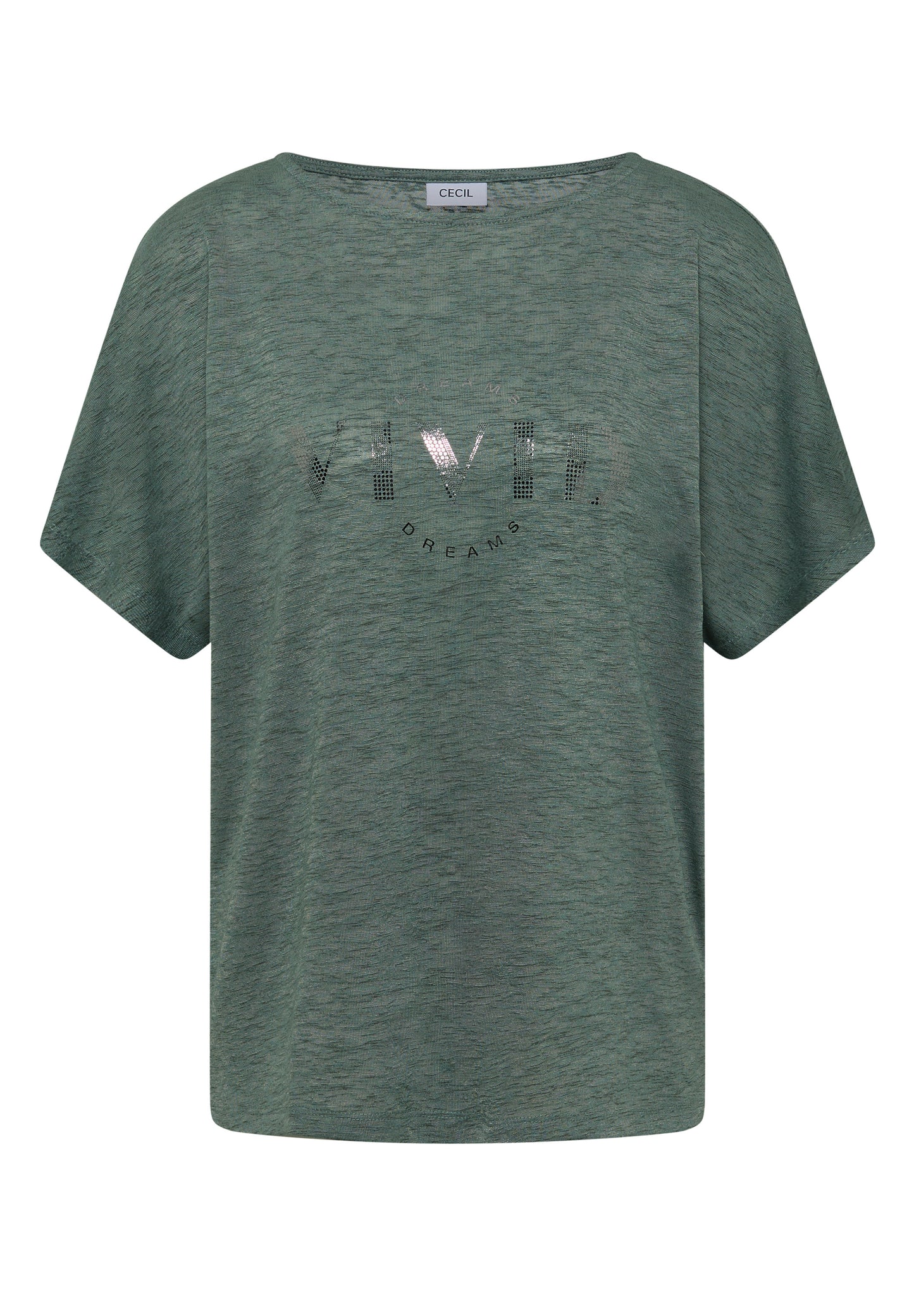 CECIL - Dropped Shoulder Shirt in Leinen-Optik - Farbe: Grün