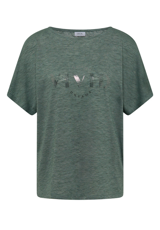 CECIL - Dropped Shoulder Shirt in Leinen-Optik - Farbe: Grün