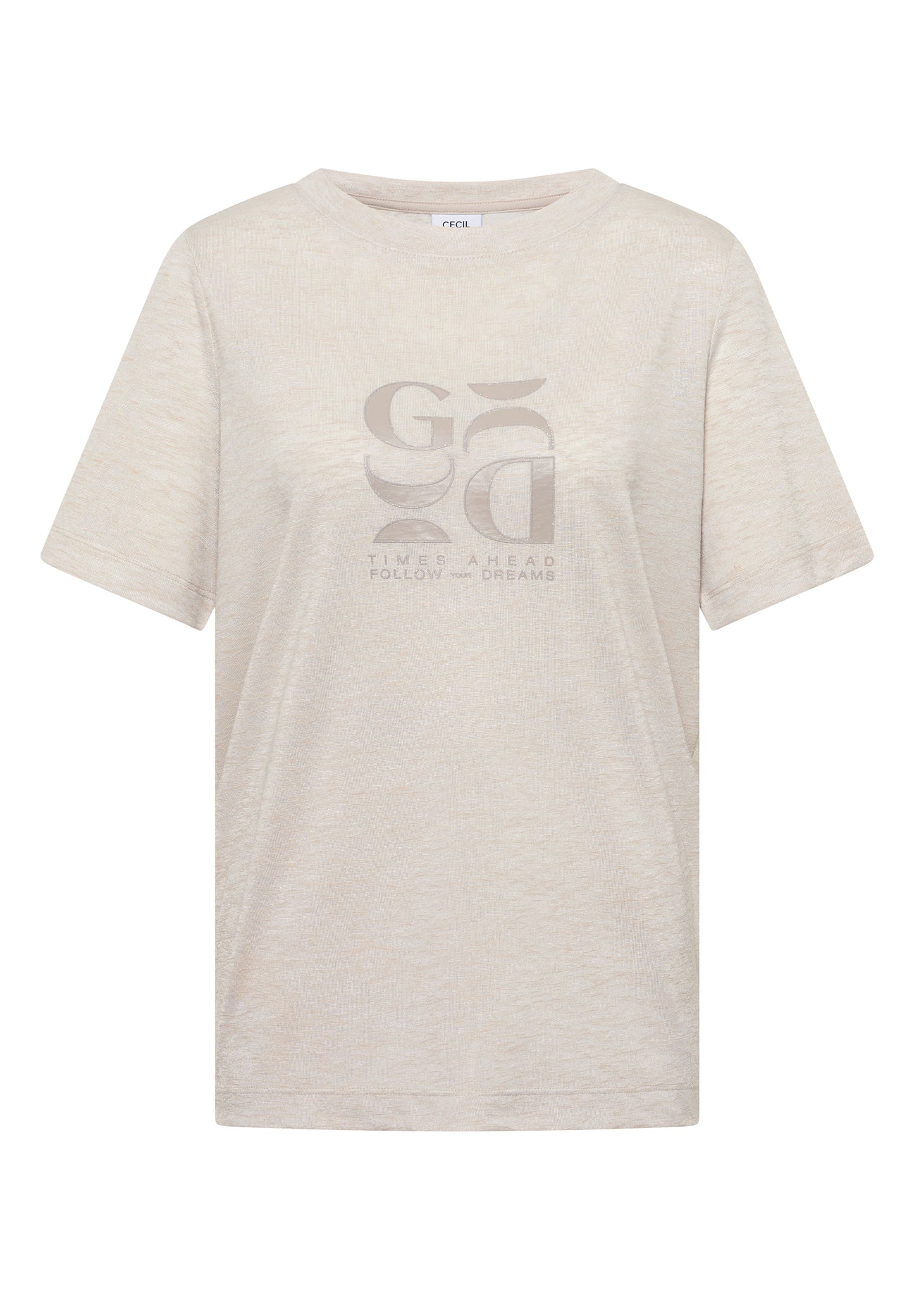 CECIL - T-Shirt in Leinen-Optik mit Print - Farbe: macadamia beige