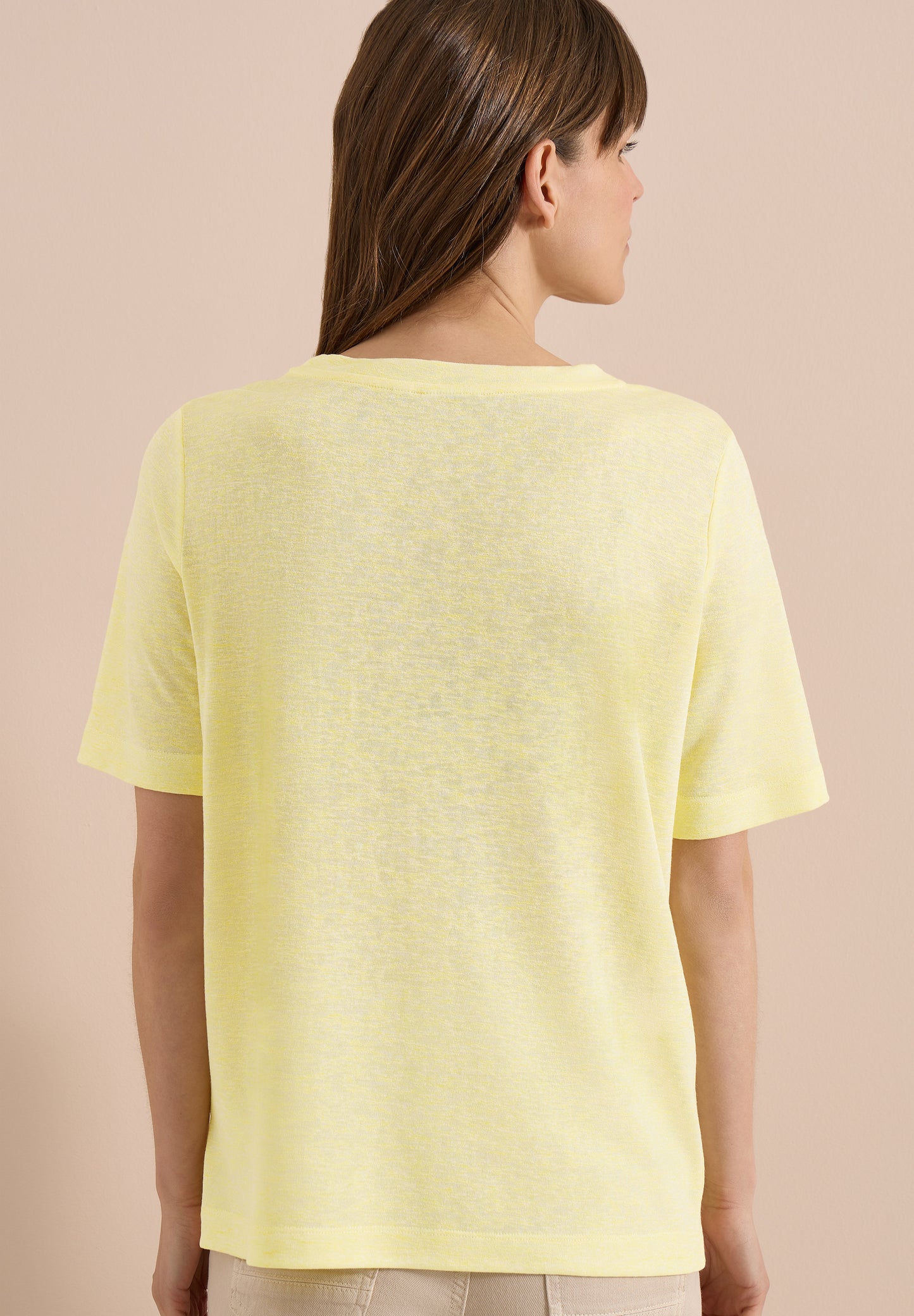 CECIL - T-Shirt in Leinen-Optik mit Print - Farbe: butter yellow
