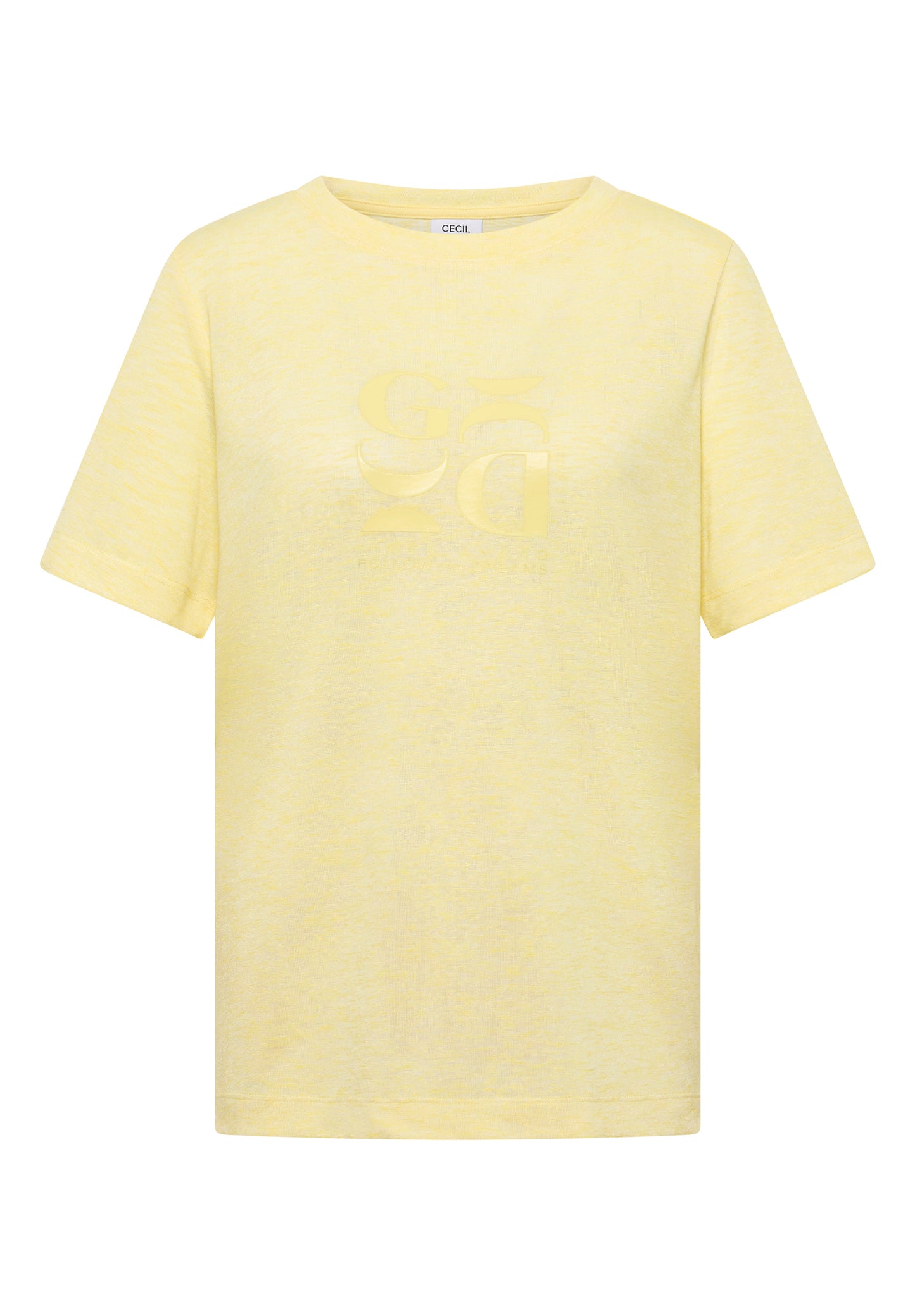 CECIL - T-Shirt in Leinen-Optik mit Print - Farbe: butter yellow