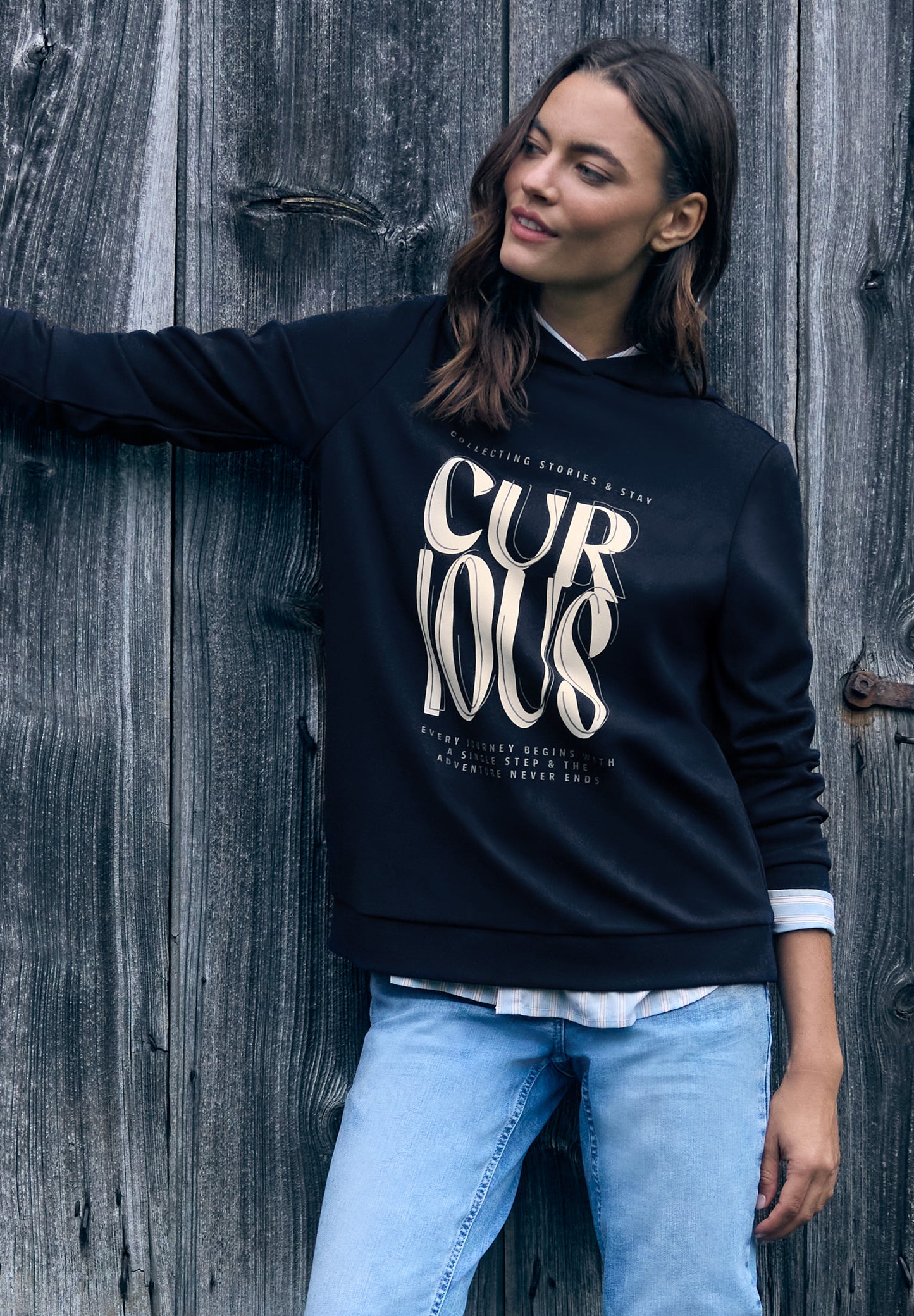 CECIL - Hoodie Shirt mit Print - Farbe: universal blue