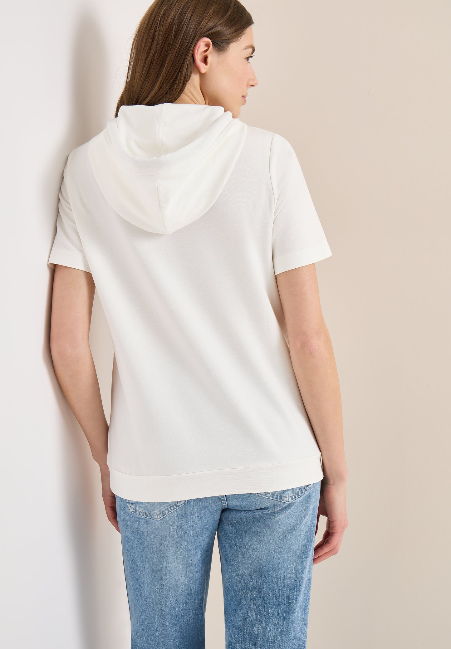 CECIL - Kurzarm T-Shirt mit Kapuze und Print - Farbe: vanilla white