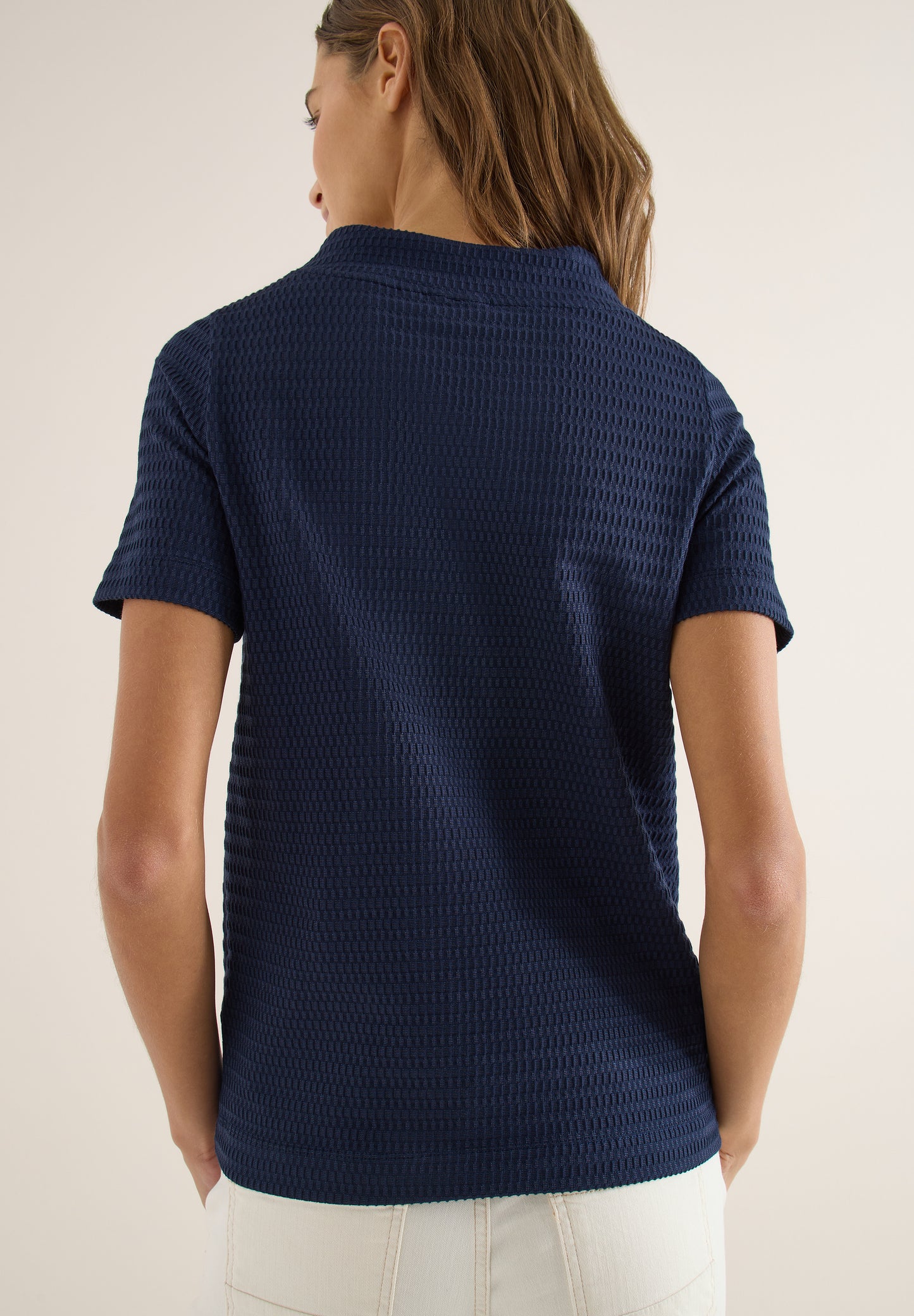 CECIL - Shirt mit Funnel Neck im Two-Tone-Look - Farbe: universal blue