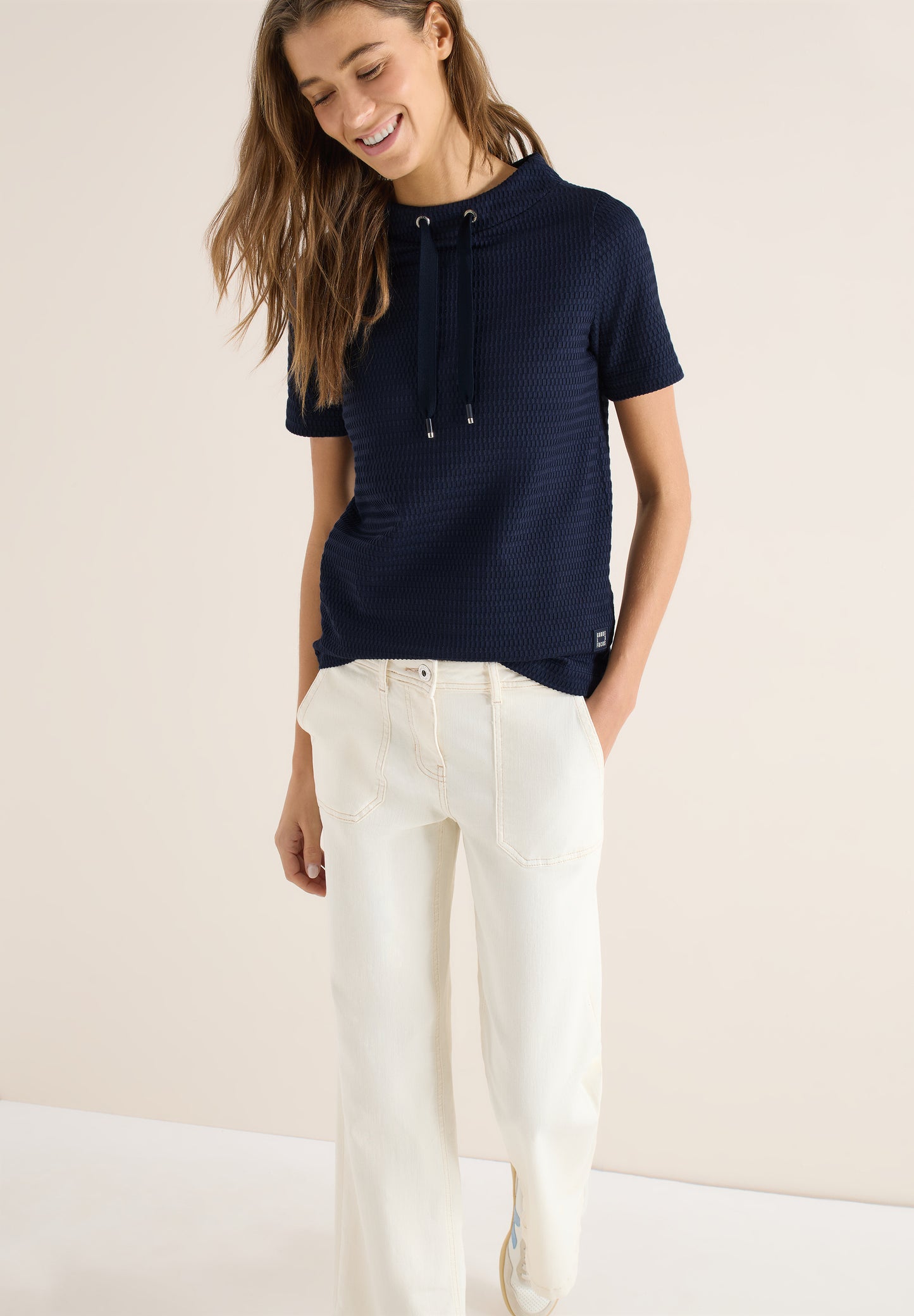 CECIL - Shirt mit Funnel Neck im Two-Tone-Look - Farbe: universal blue