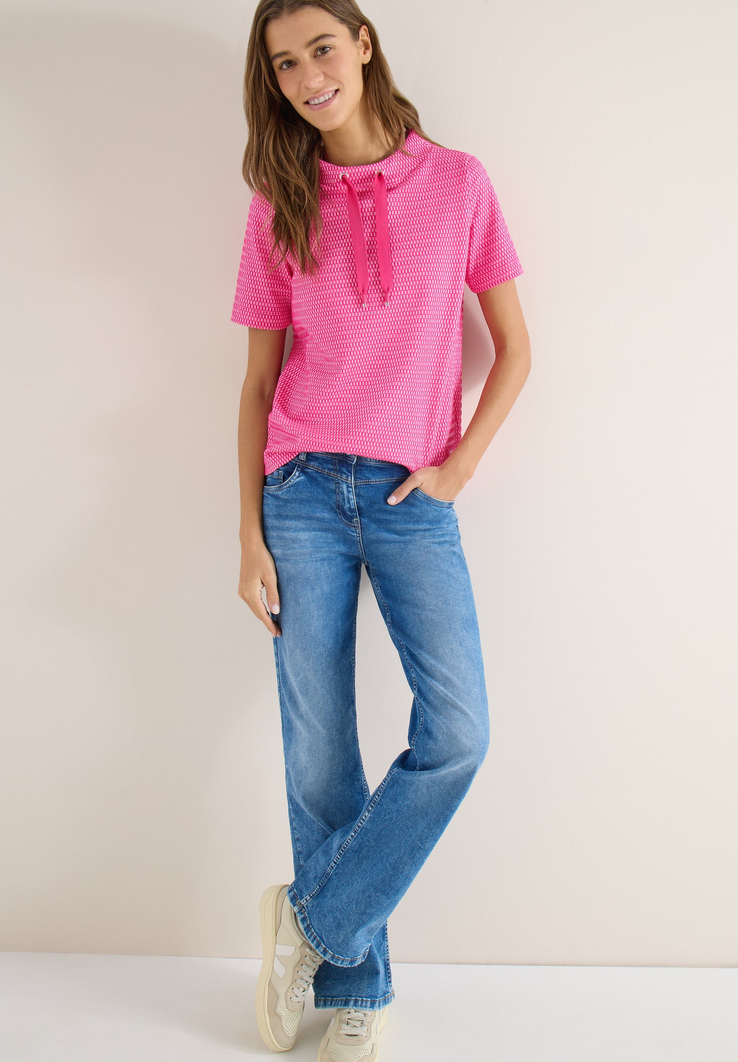 CECIL - Shirt mit Funnel Neck im Two-Tone-Look - Farbe: beetroot pink