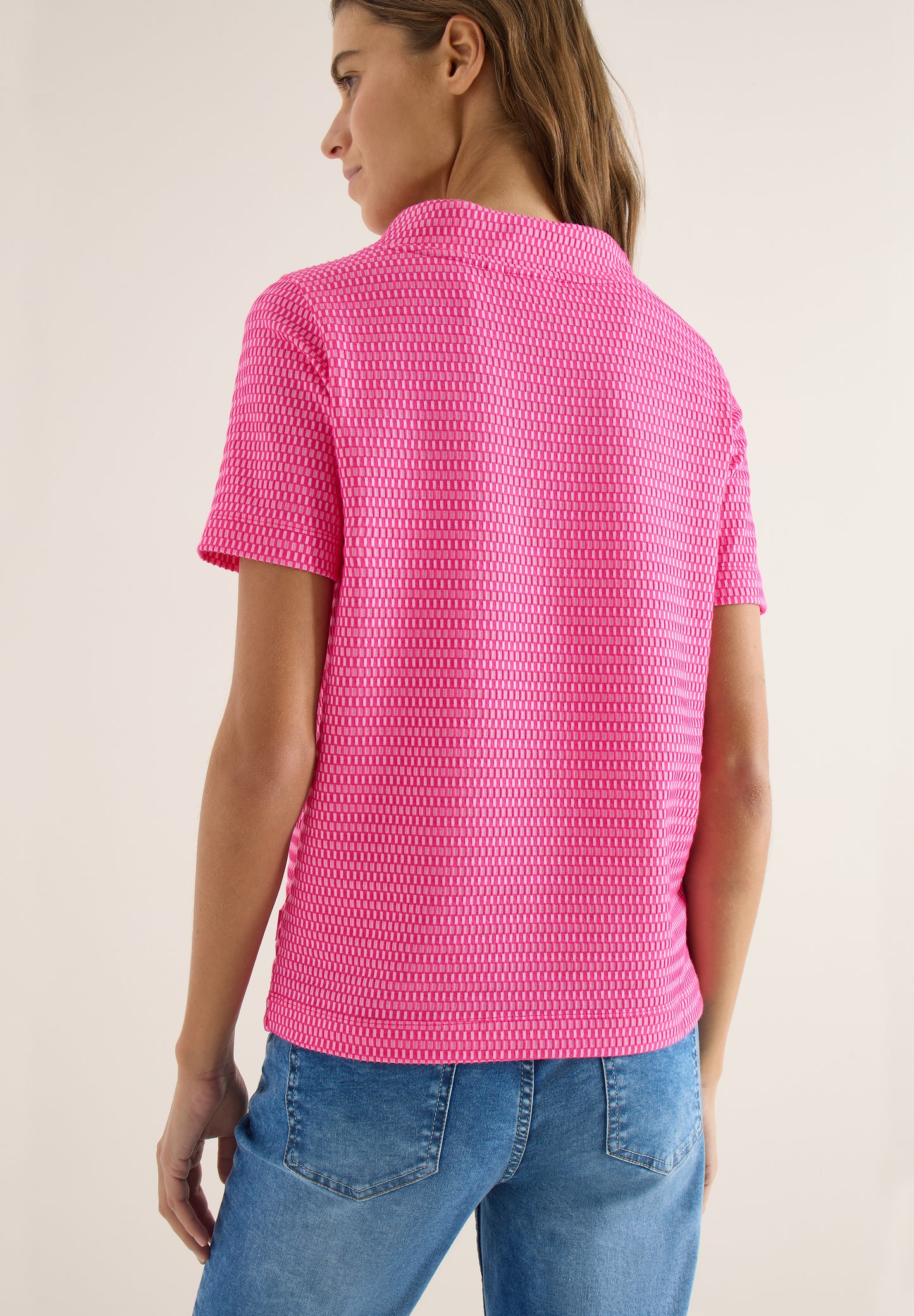CECIL - Shirt mit Funnel Neck im Two-Tone-Look - Farbe: beetroot pink