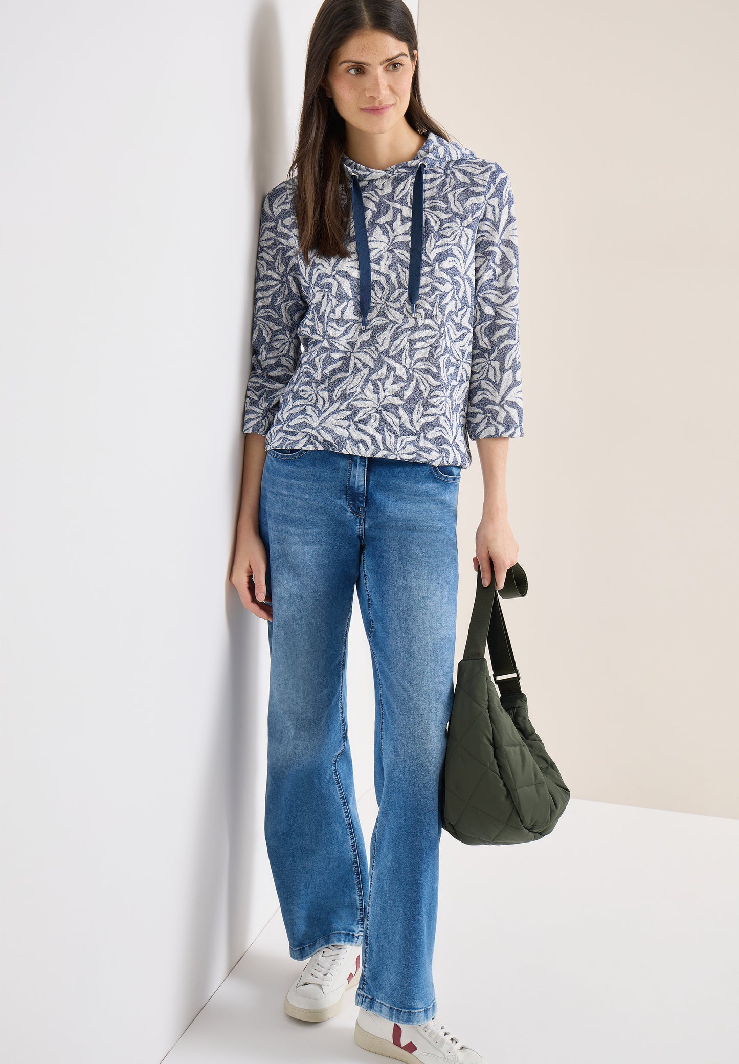 CECIL - 3/4-Arm Shirt mit floralem Print - Farbe: sporty denim blue