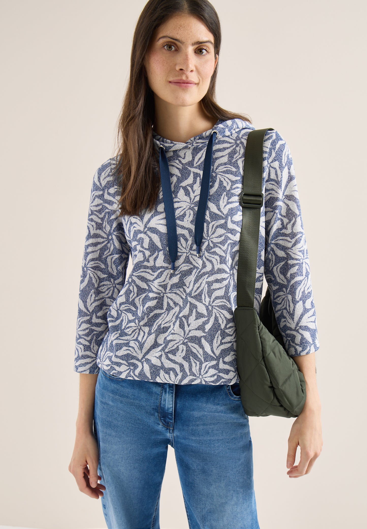 CECIL - 3/4-Arm Shirt mit floralem Print - Farbe: sporty denim blue