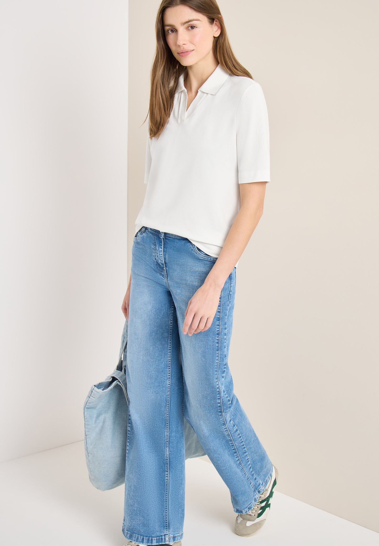 CECIL - Kurzarm Poloshirt - Farbe: vanilla white