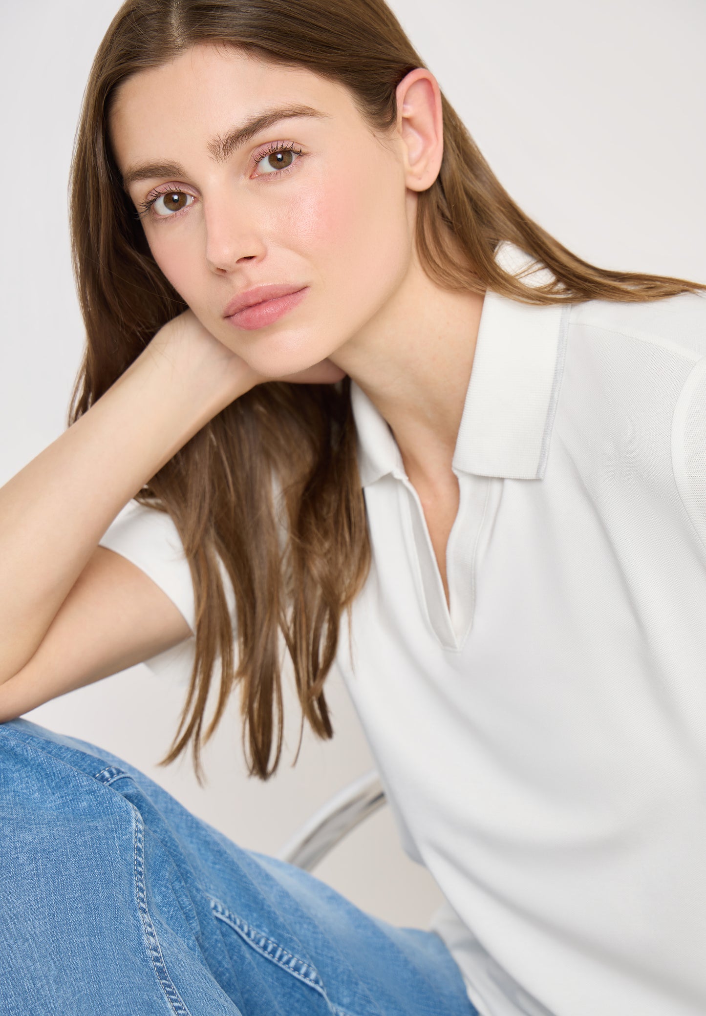 CECIL - Kurzarm Poloshirt - Farbe: vanilla white
