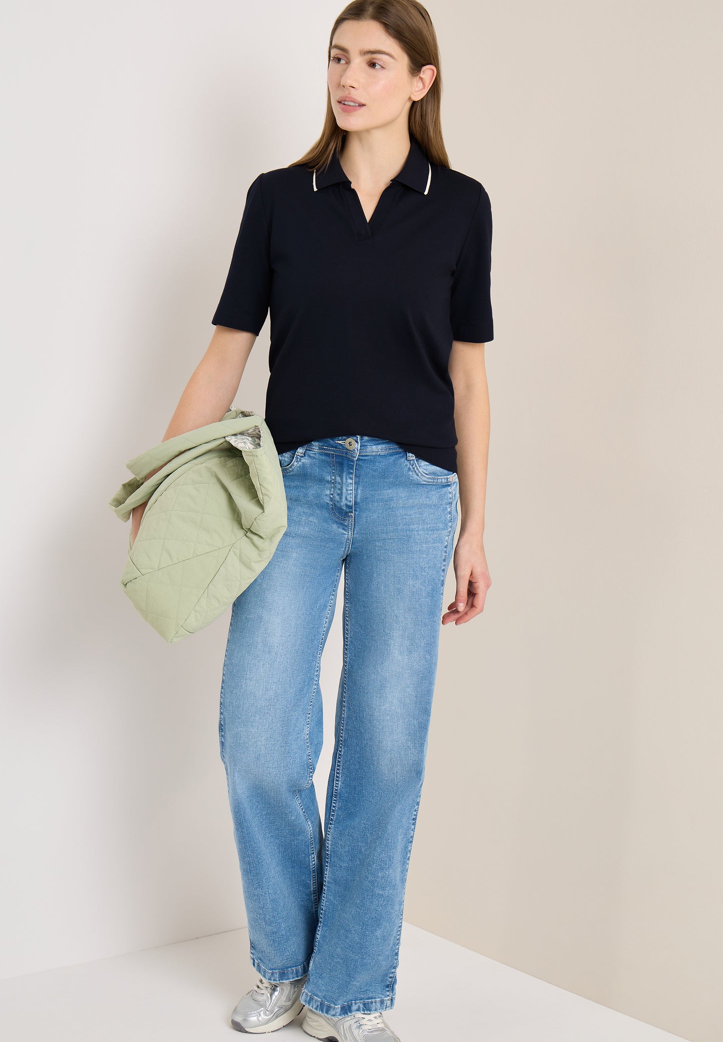 CECIL - Kurzarm Poloshirt - Farbe: universal blue