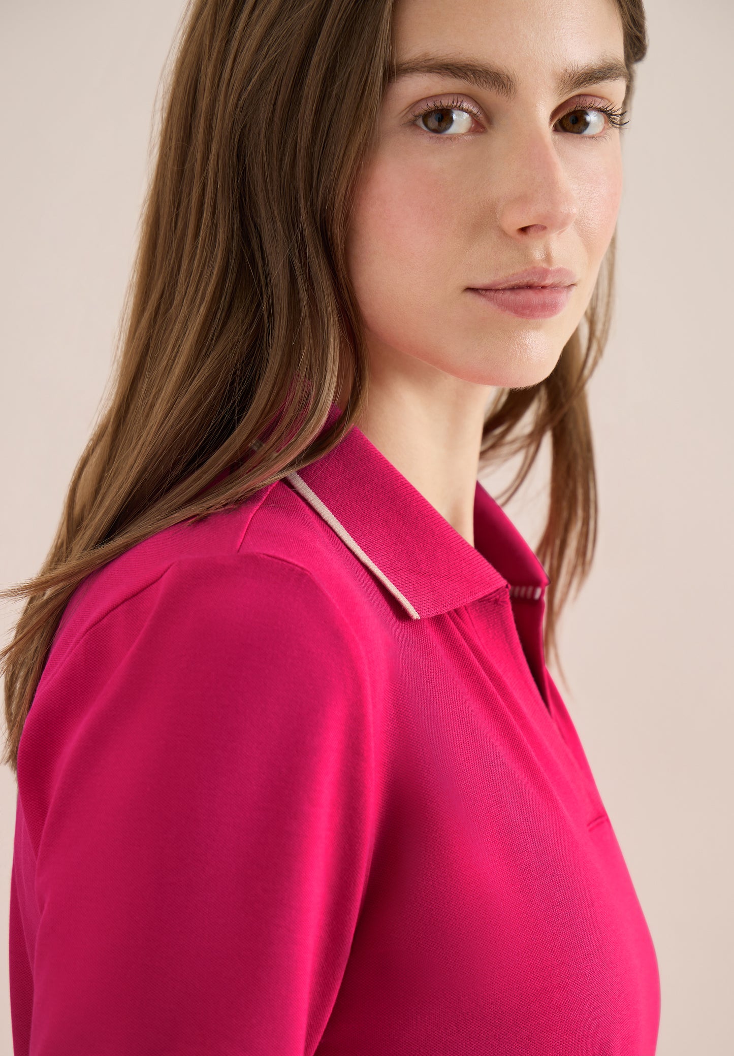 CECIL - Kurzarm Poloshirt - Farbe: beetroot pink