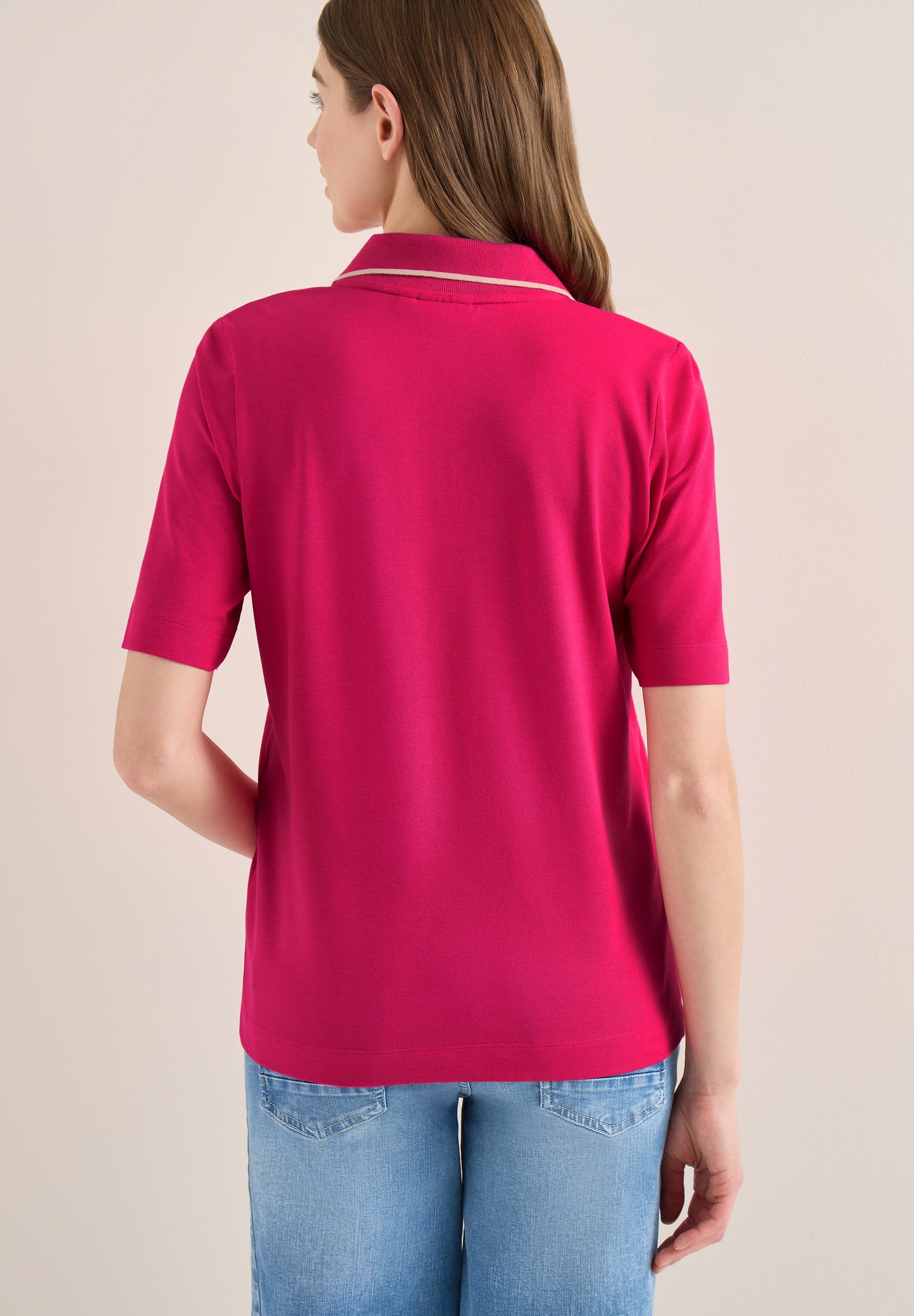 CECIL - Kurzarm Poloshirt - Farbe: beetroot pink