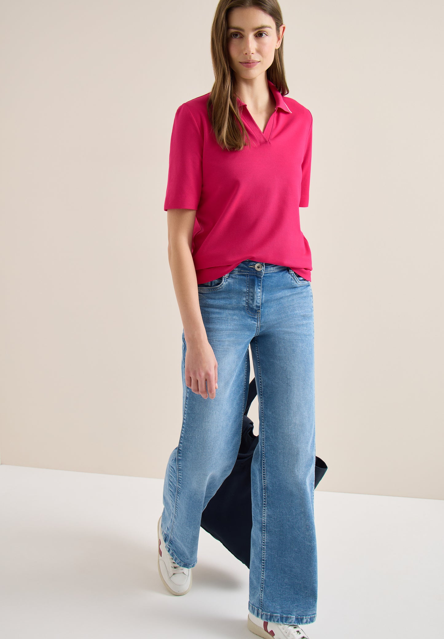 CECIL - Kurzarm Poloshirt - Farbe: beetroot pink