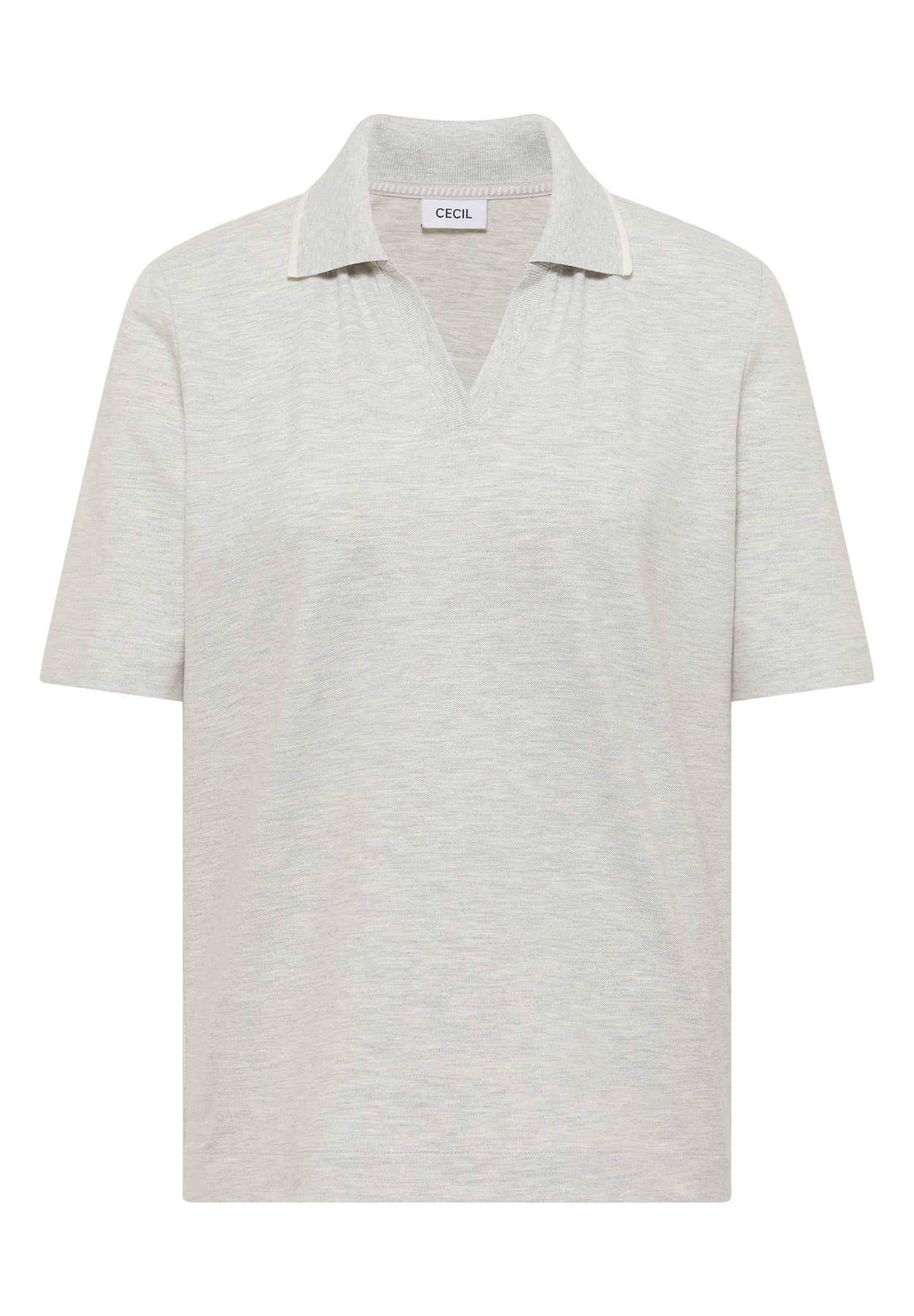 CECIL - Kurzarm Poloshirt - Farbe: milky grey melange