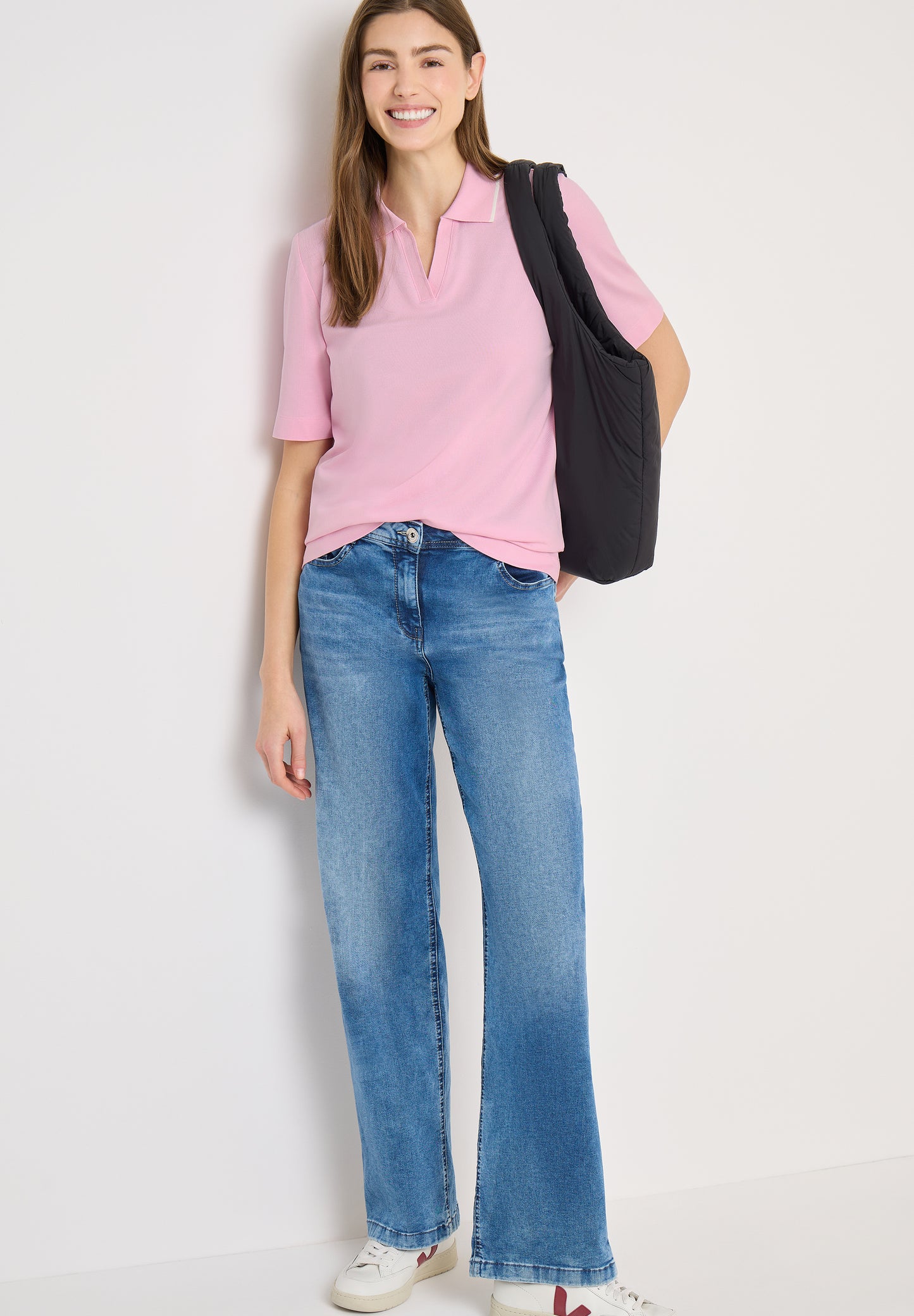 CECIL - Kurzarm Poloshirt - Farbe: light blush rose