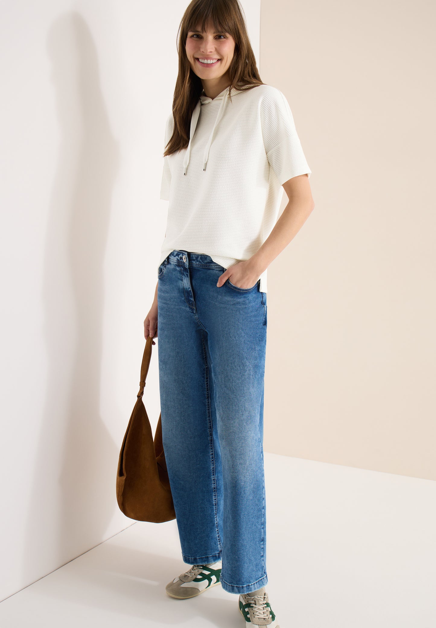 CECIL - T-Shirt mit Kapuze und Struktur - Farbe: vanilla white