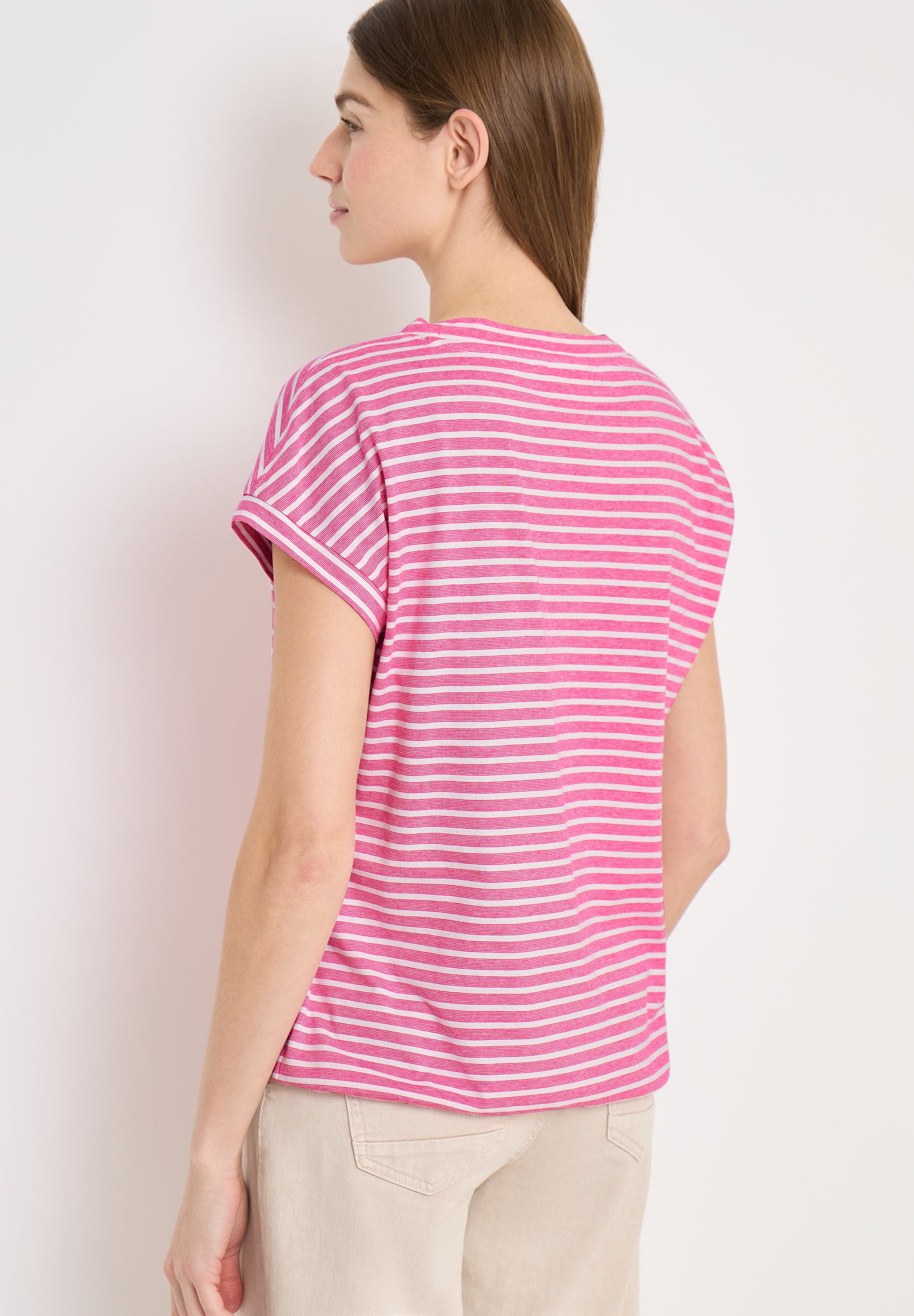 CECIL - Kurzarm T-Shirt mit elastischem Saum - Farbe: beetroot pink