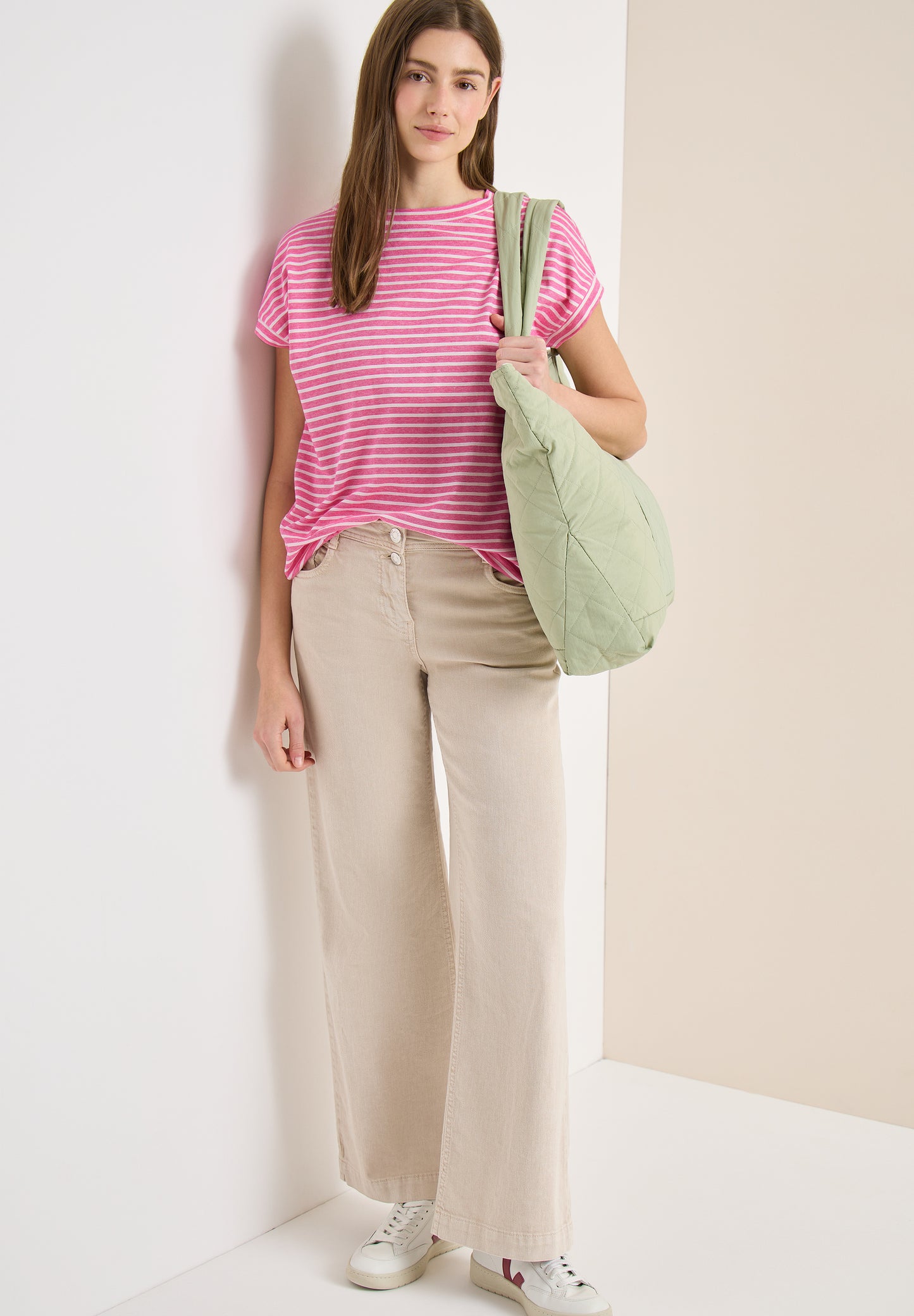 CECIL - Kurzarm T-Shirt mit elastischem Saum - Farbe: beetroot pink