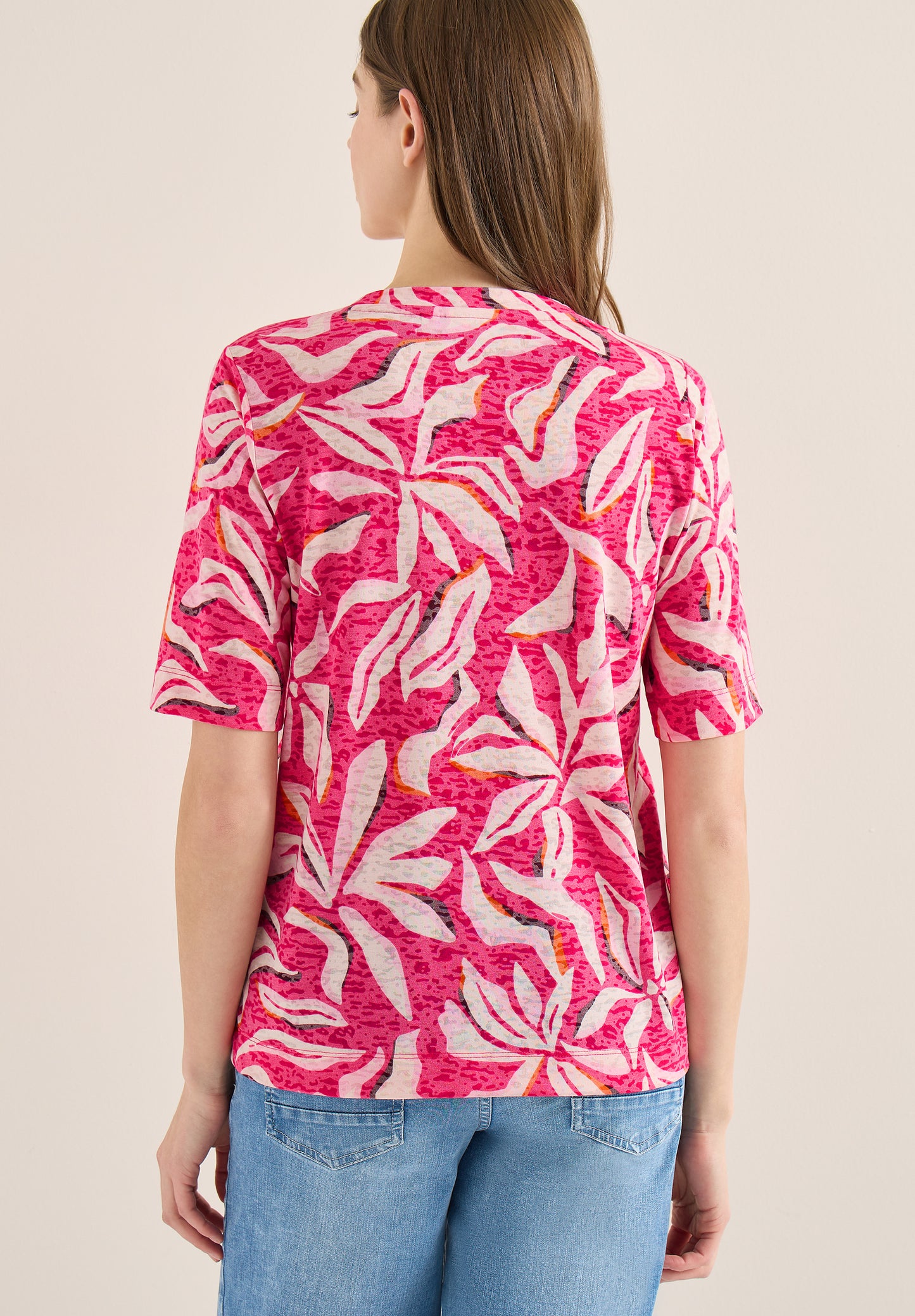 CECIL - Kurzarm T-Shirt im Ausbrenner-Look - Farbe: beetroot pink