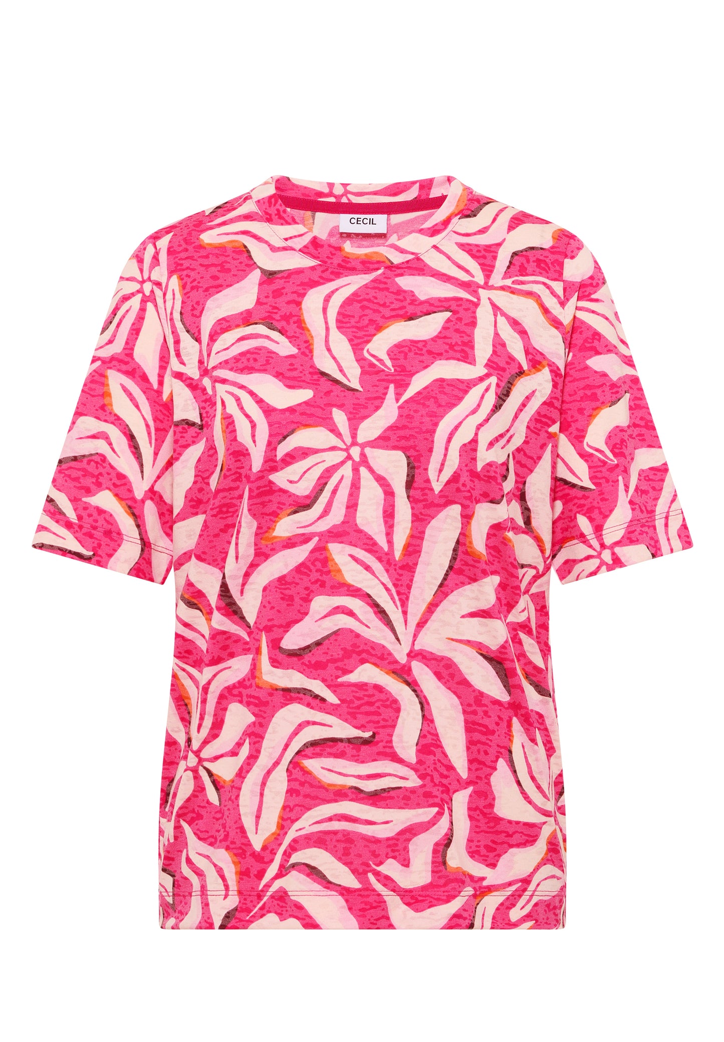 CECIL - Kurzarm T-Shirt im Ausbrenner-Look - Farbe: beetroot pink