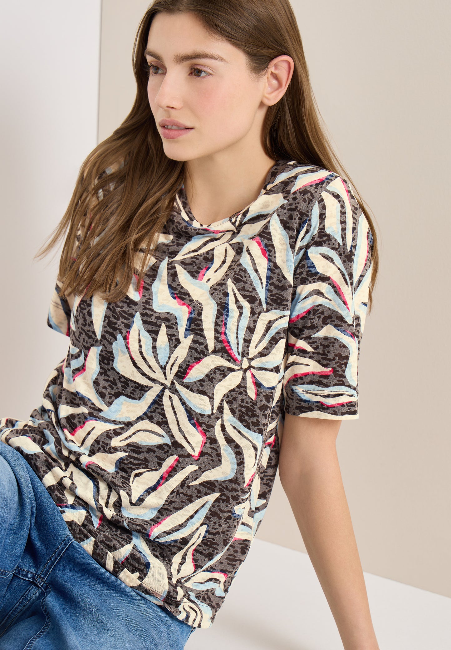 CECIL - Kurzarm T-Shirt im Ausbrenner-Look - Farbe: macchiato brown