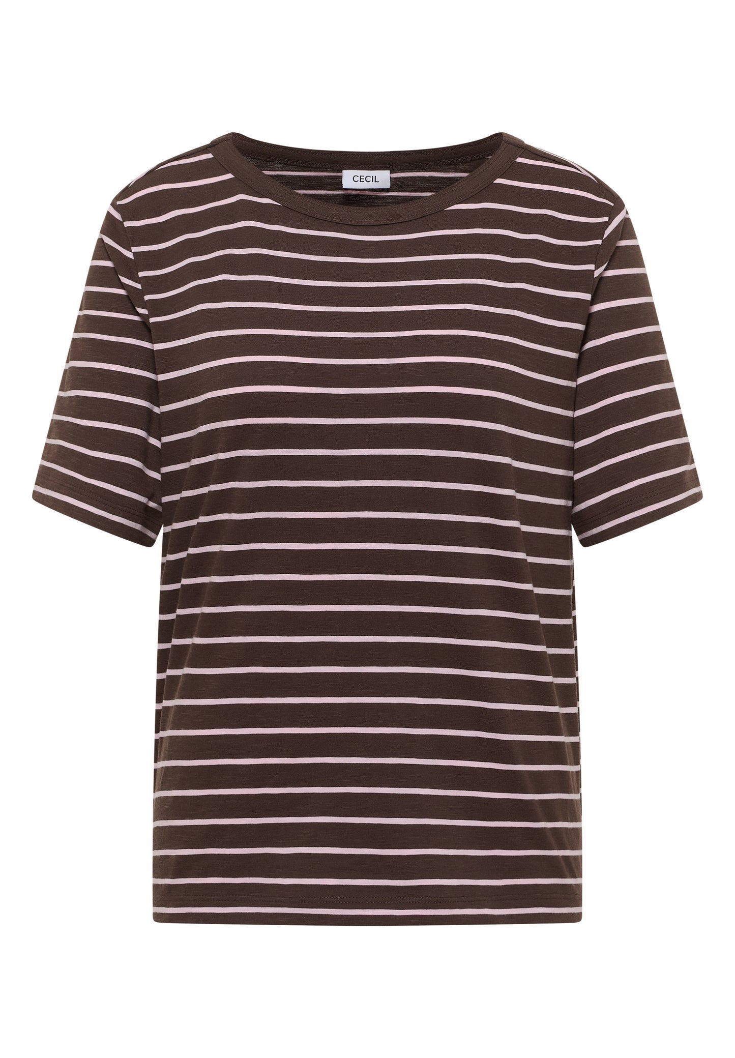 CECIL - T-Shirt mit Boatneck und Streifen - Farbe: macchiato brown