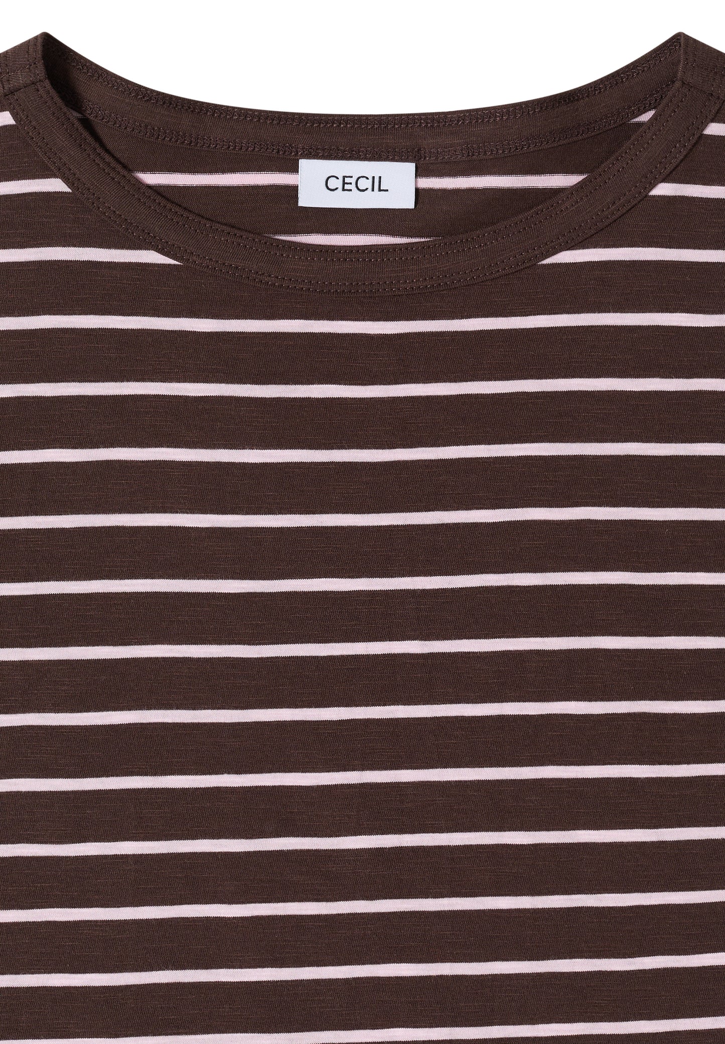 CECIL - T-Shirt mit Boatneck und Streifen - Farbe: macchiato brown