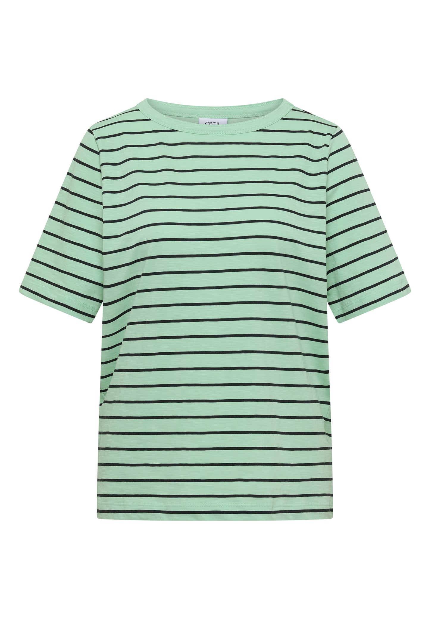 CECIL - T-Shirt mit Boatneck und Streifen - Farbe: juicy lime
