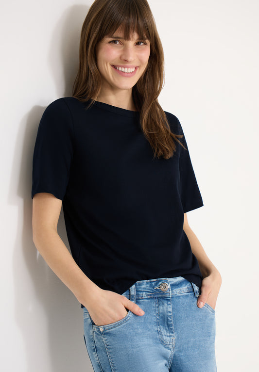 CECIL - Kurzarm T-Shirt aus reiner Baumwolle - Farbe: universal blue