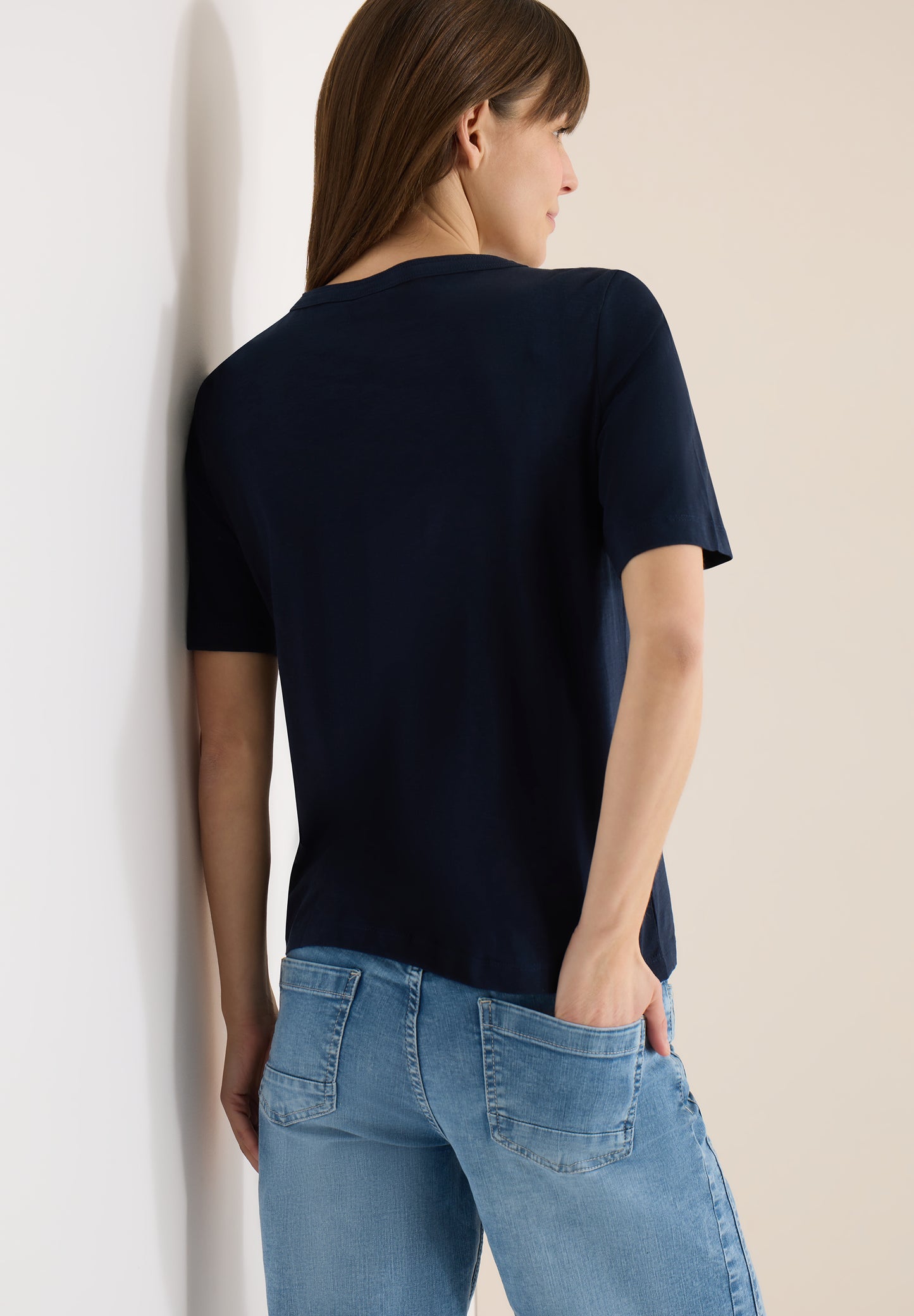 CECIL - Kurzarm T-Shirt aus reiner Baumwolle - Farbe: universal blue