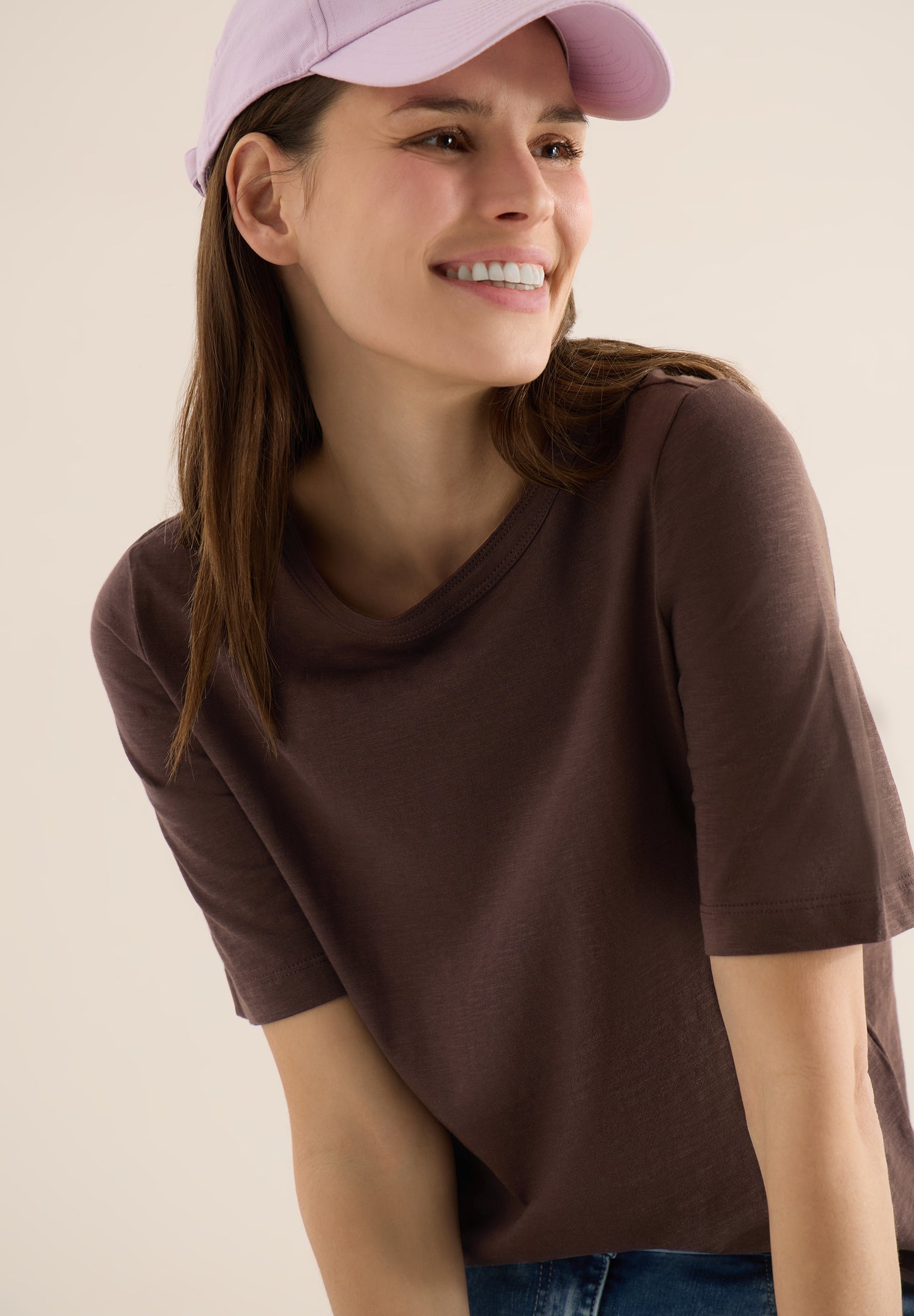 CECIL - Kurzarm T-Shirt aus reiner Baumwolle - Farbe: macchiato brown