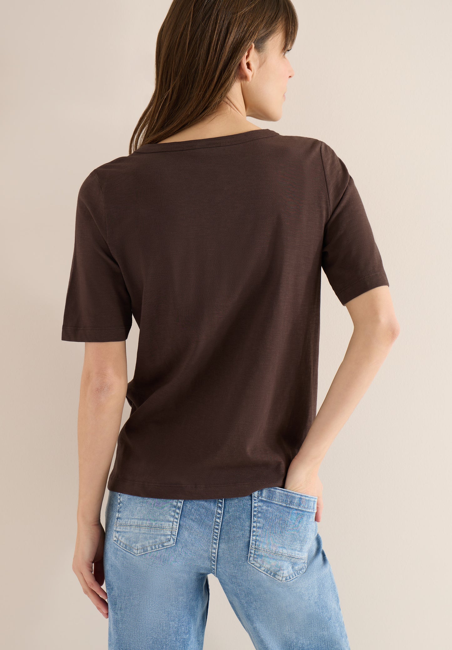 CECIL - Kurzarm T-Shirt aus reiner Baumwolle - Farbe: macchiato brown