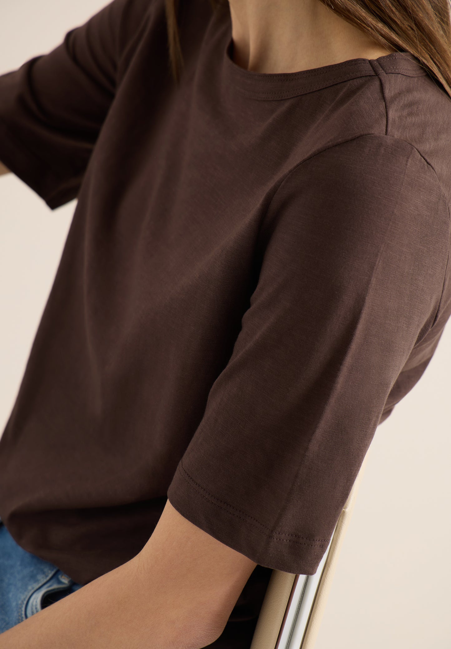 CECIL - Kurzarm T-Shirt aus reiner Baumwolle - Farbe: macchiato brown