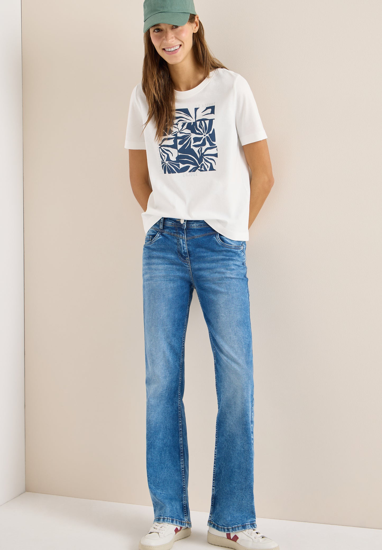 CECIL - T-Shirt mit Rundhals und Frontprint - Farbe: vanilla white