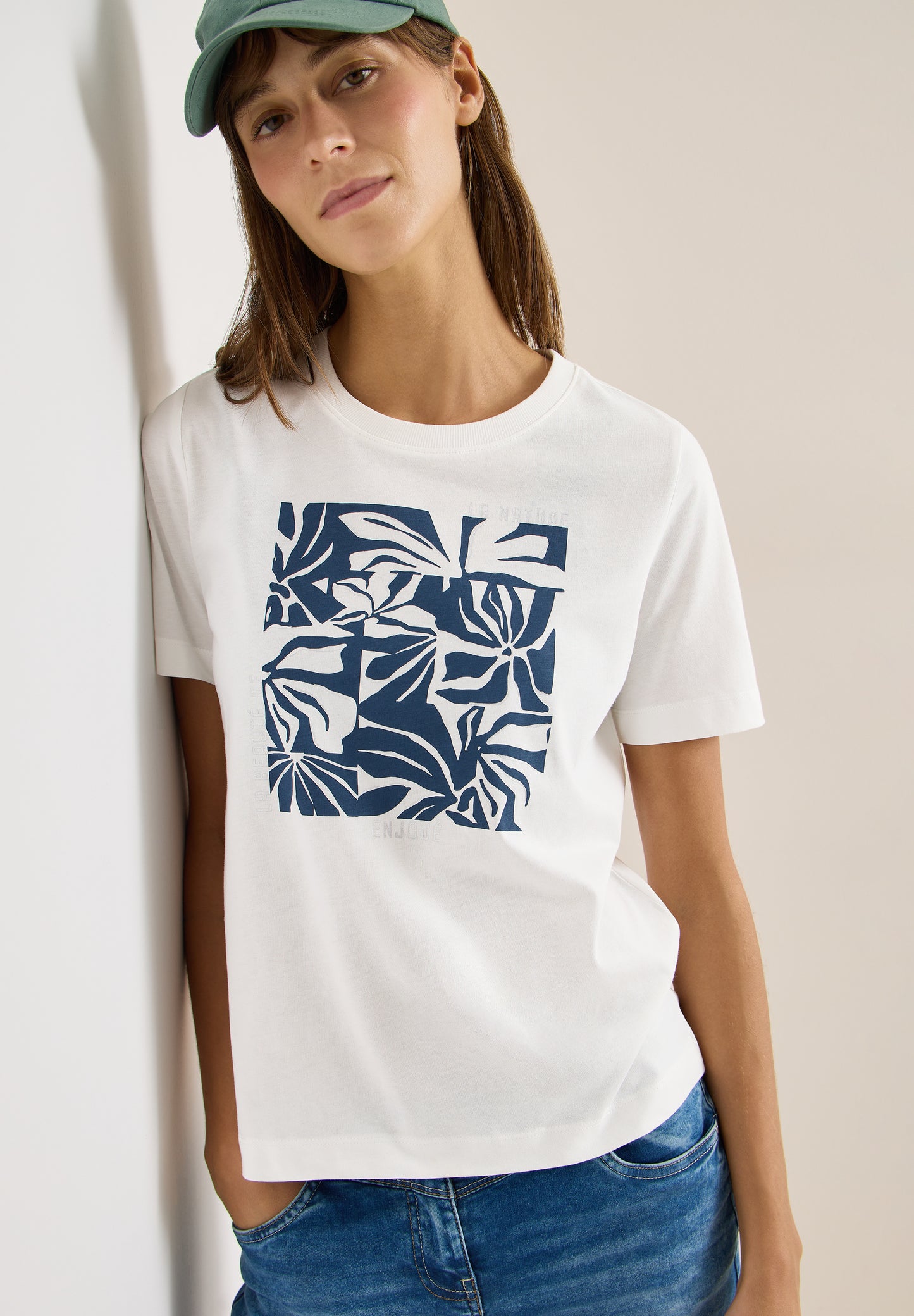 CECIL - T-Shirt mit Rundhals und Frontprint - Farbe: vanilla white