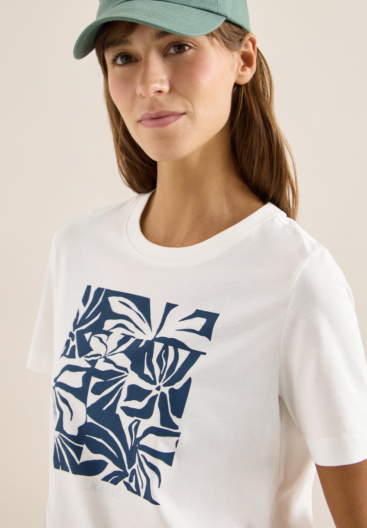 CECIL - T-Shirt mit Rundhals und Frontprint - Farbe: vanilla white