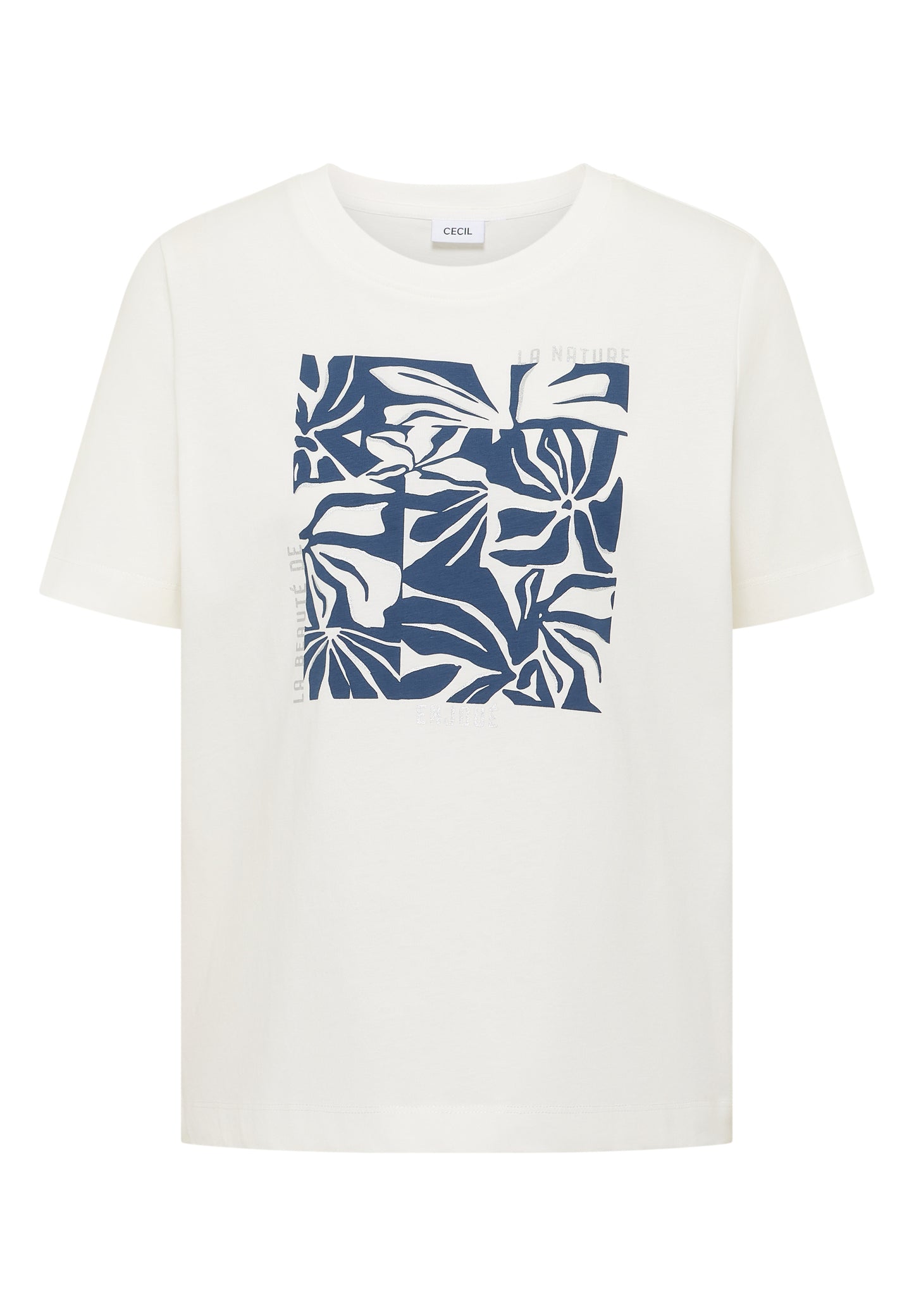 CECIL - T-Shirt mit Rundhals und Frontprint - Farbe: vanilla white