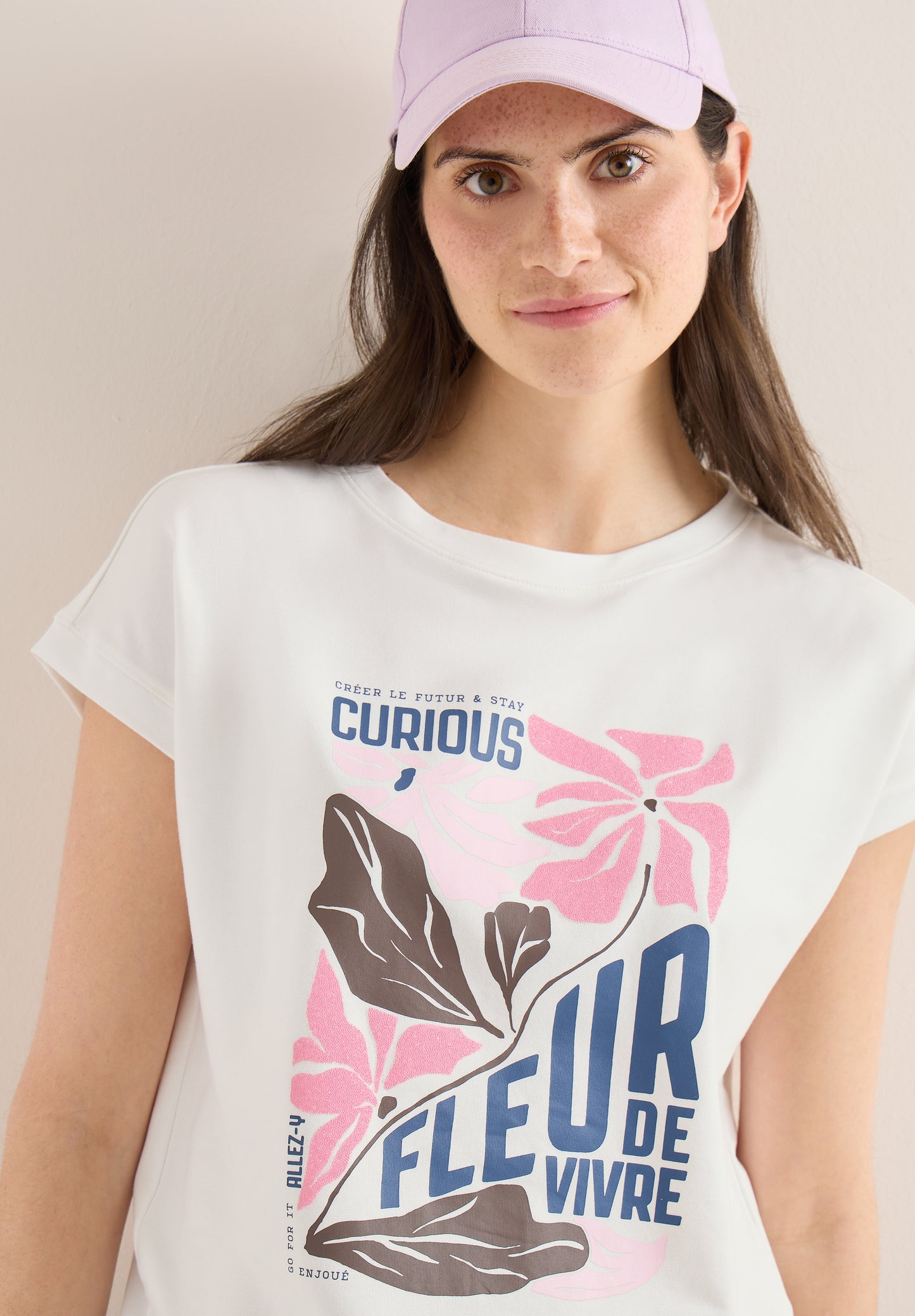 CECIL - T-Shirt mit Boatneck und Frontprint - Farbe: vanilla white