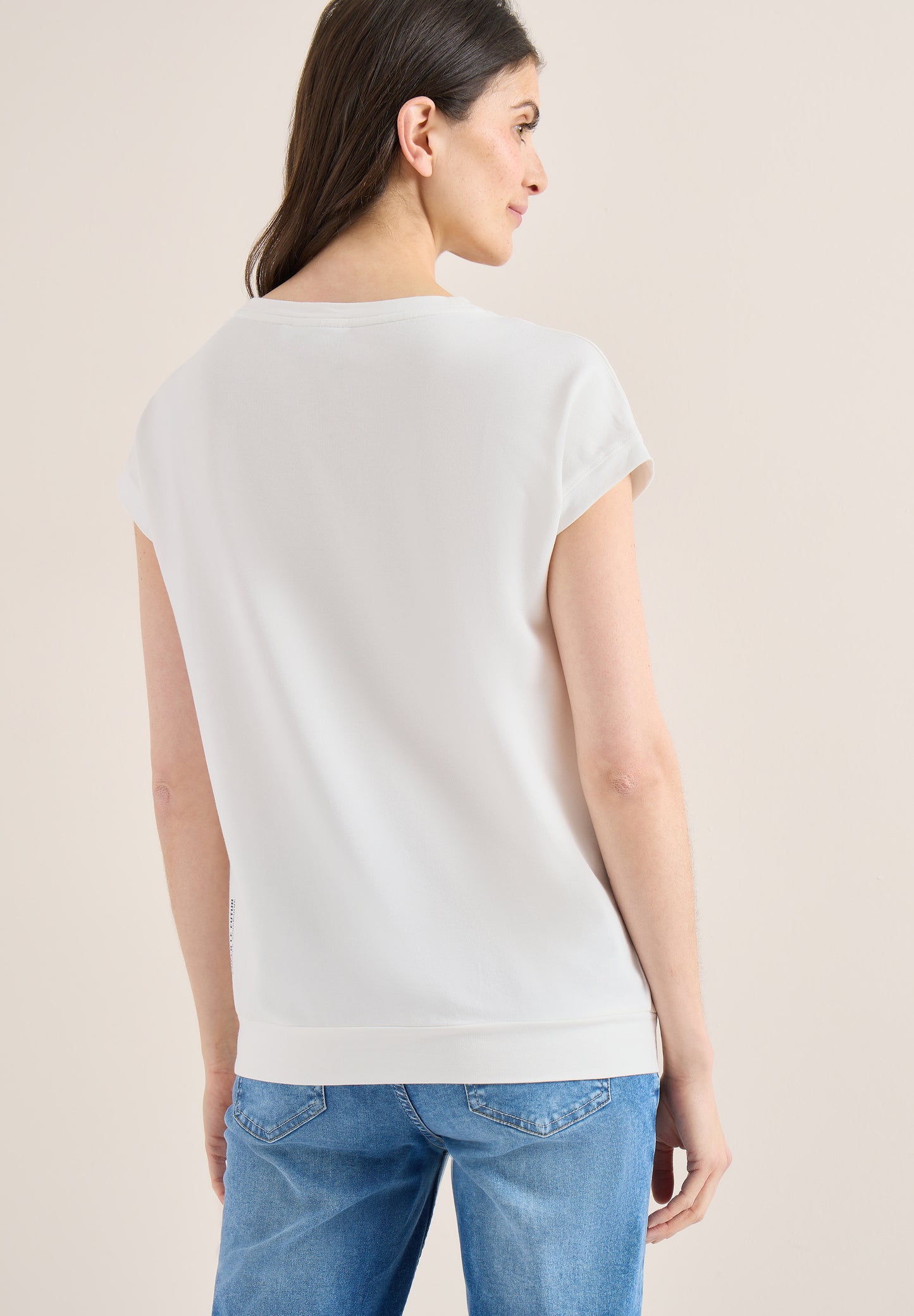CECIL - T-Shirt mit Boatneck und Frontprint - Farbe: vanilla white