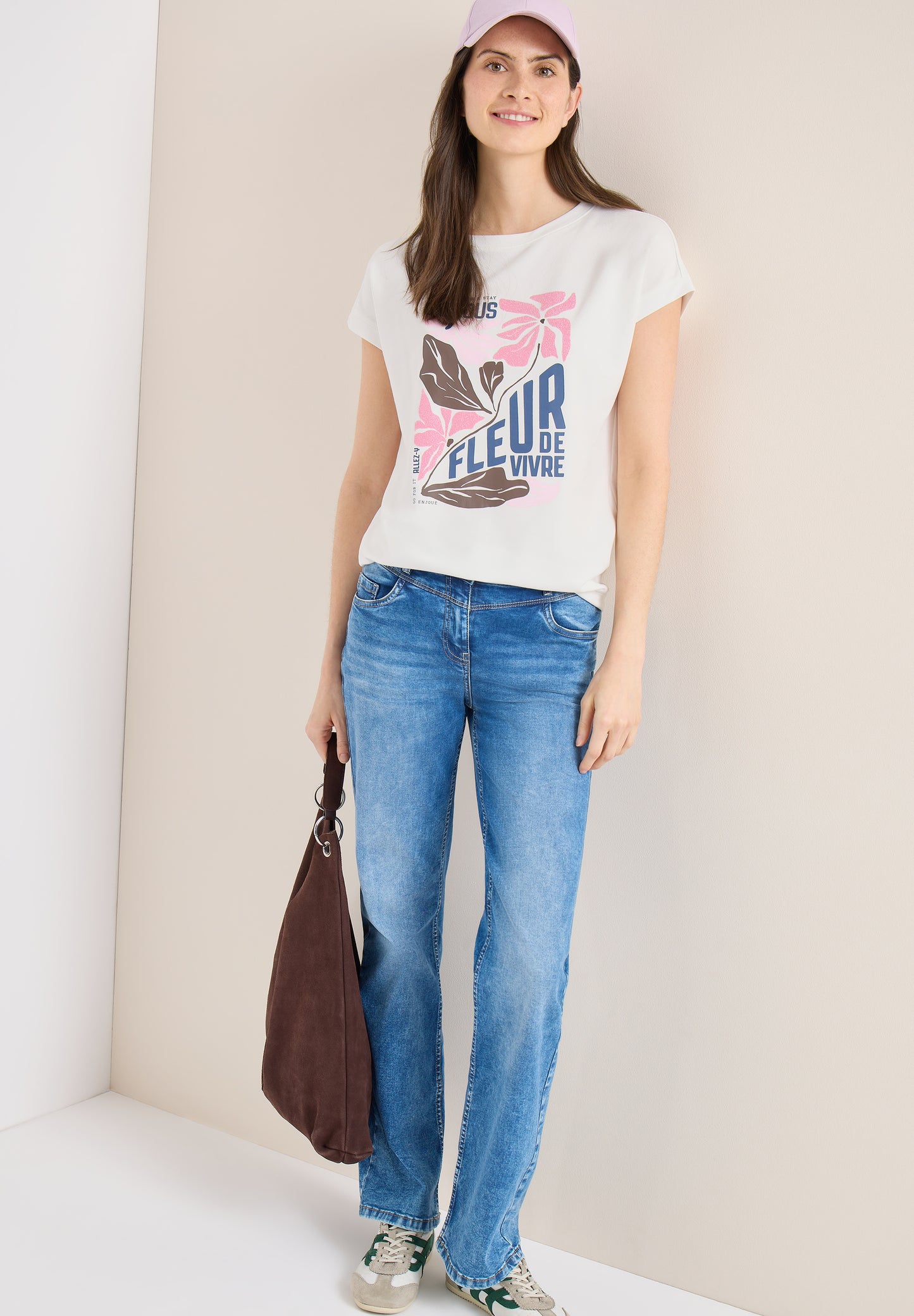 CECIL - T-Shirt mit Boatneck und Frontprint - Farbe: vanilla white