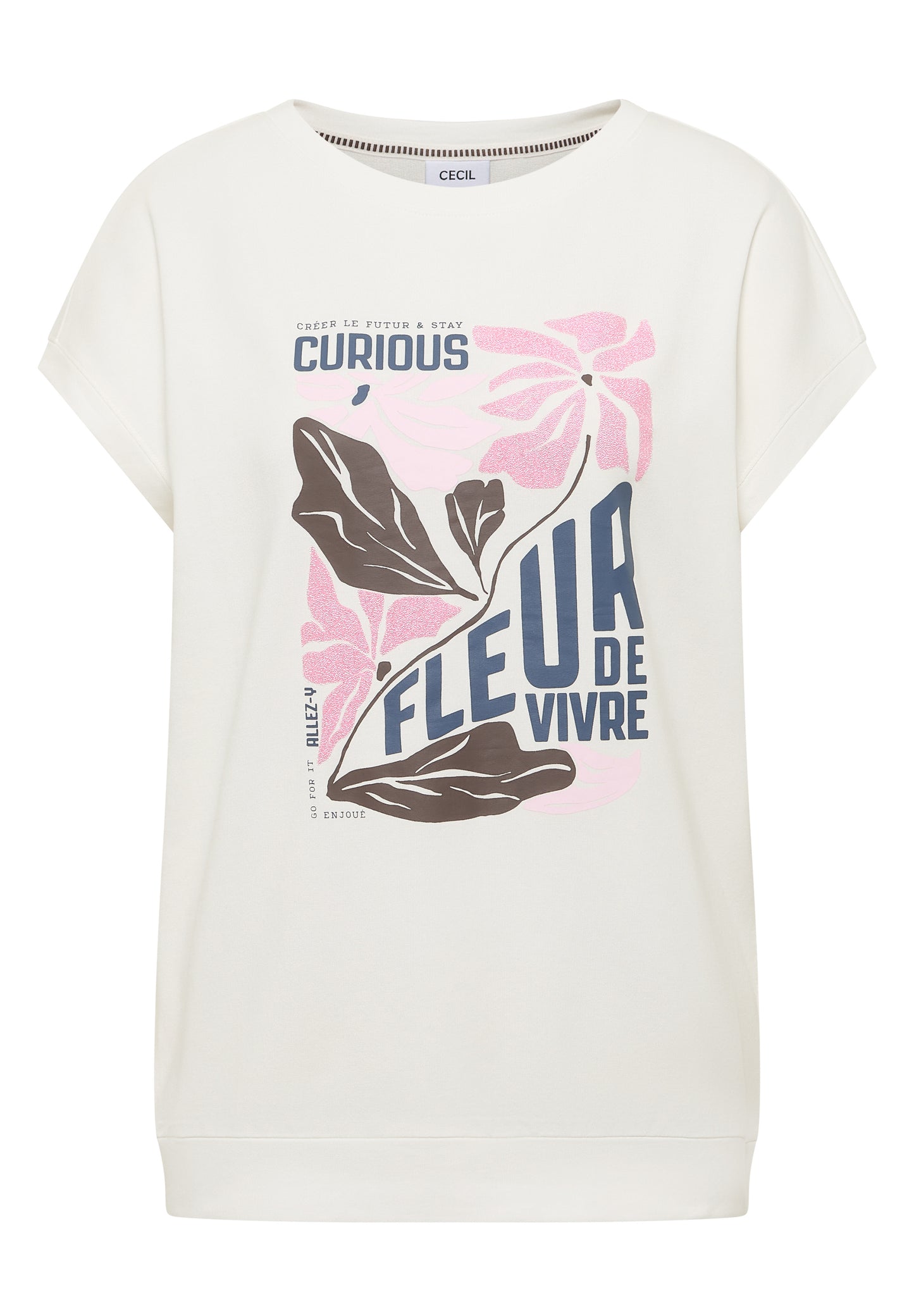 CECIL - T-Shirt mit Boatneck und Frontprint - Farbe: vanilla white