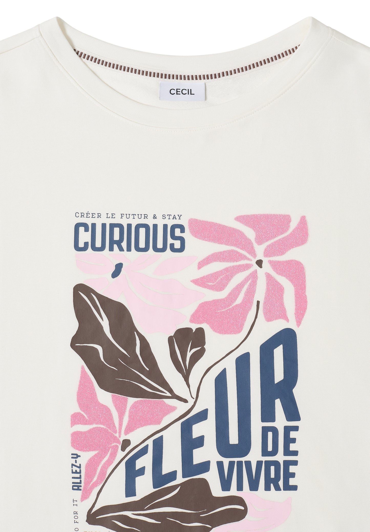 CECIL - T-Shirt mit Boatneck und Frontprint - Farbe: vanilla white